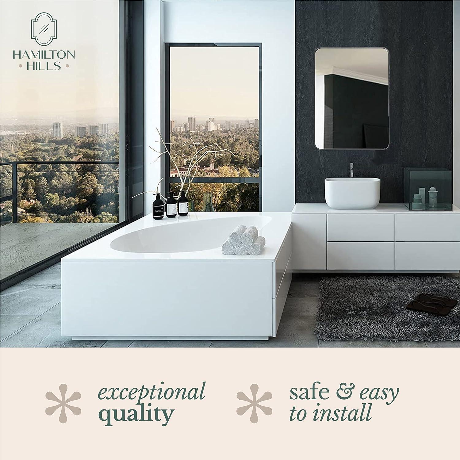 Hamilton Hills 18" x 48" Metal Black Framed Brushed Rectangular Wall Mirror