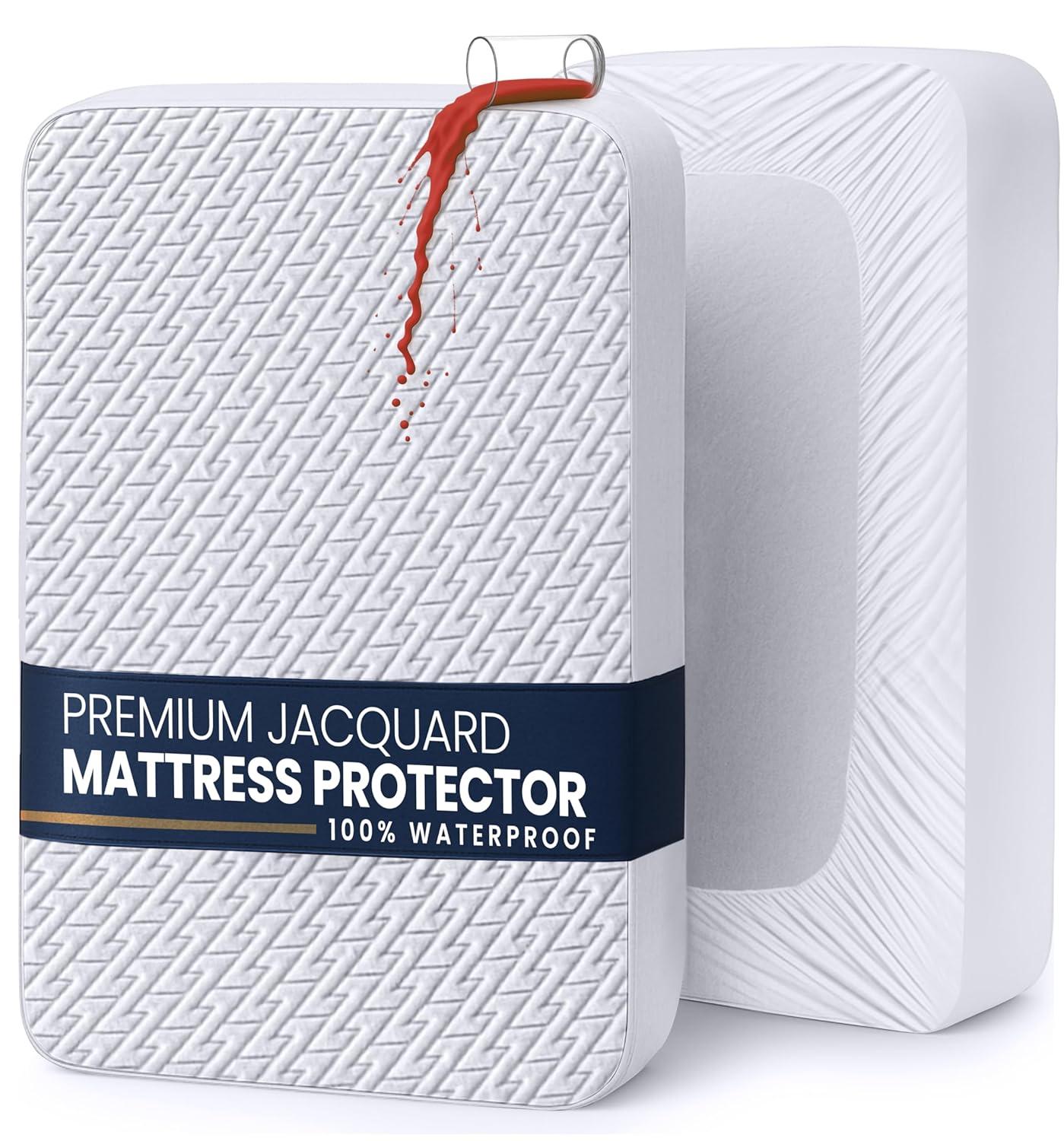 Utopia Bedding Waterproof Mattress Protector Full Size, Premium 3D Air Soft Fabric Mattress Cover, Fits 15 Inches Deep, Breathable, Fitted Style with Stretchable Pockets