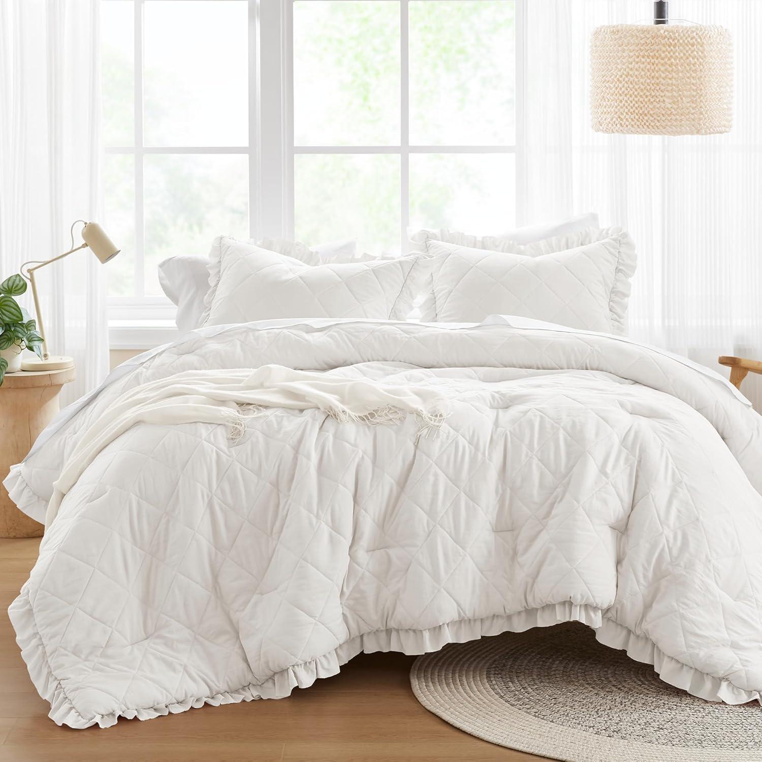 Ivory King Microfiber Shabby Chic Comforter Set