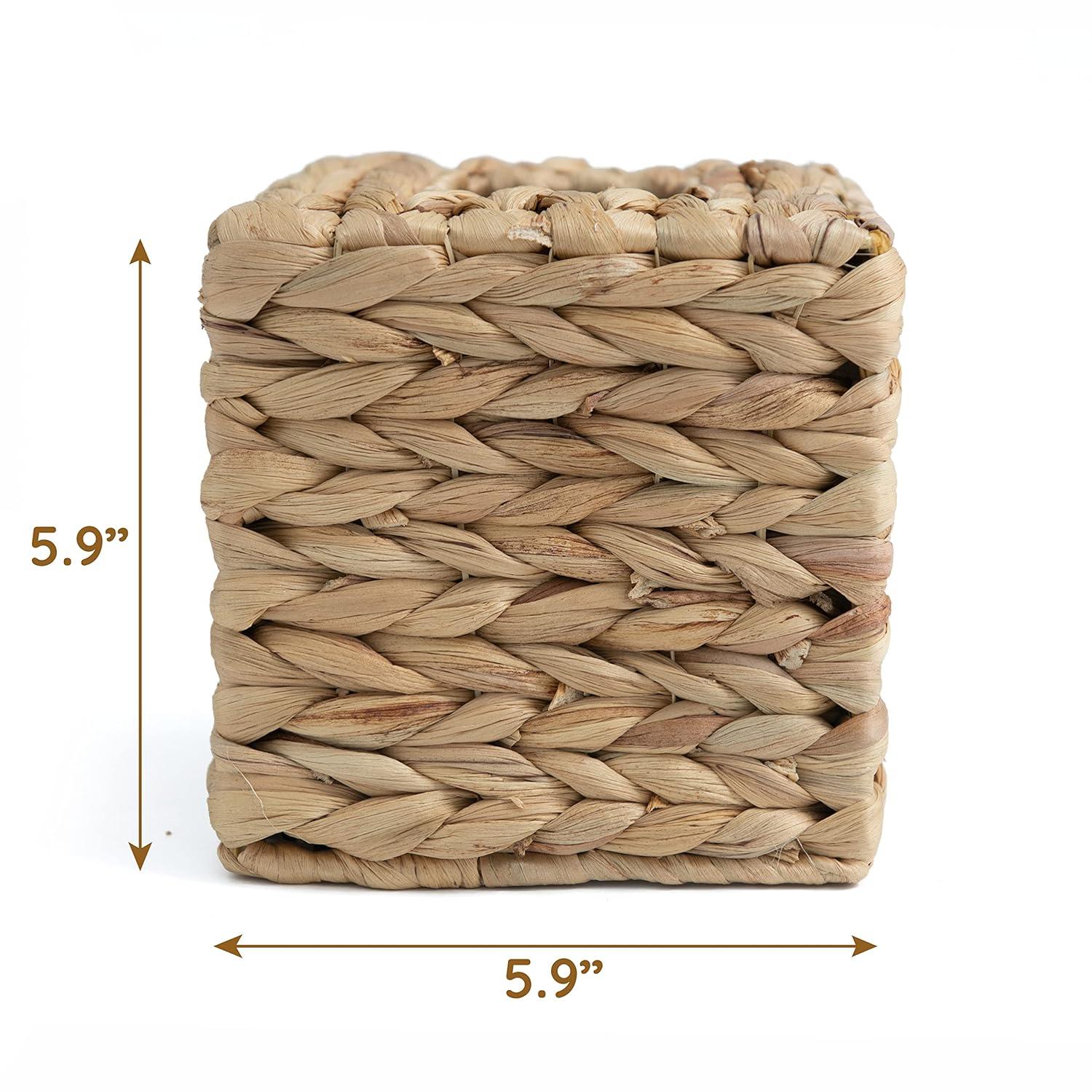 KOLWOVEN Square Tissue Box Cover- 5.7" x 5.7" x 5"- Decorative Woven Facial Tissue Holder with Hinged Top Lid- Facial Box for Home, Office,Bathrooms, Decoration (Square- Set 2)