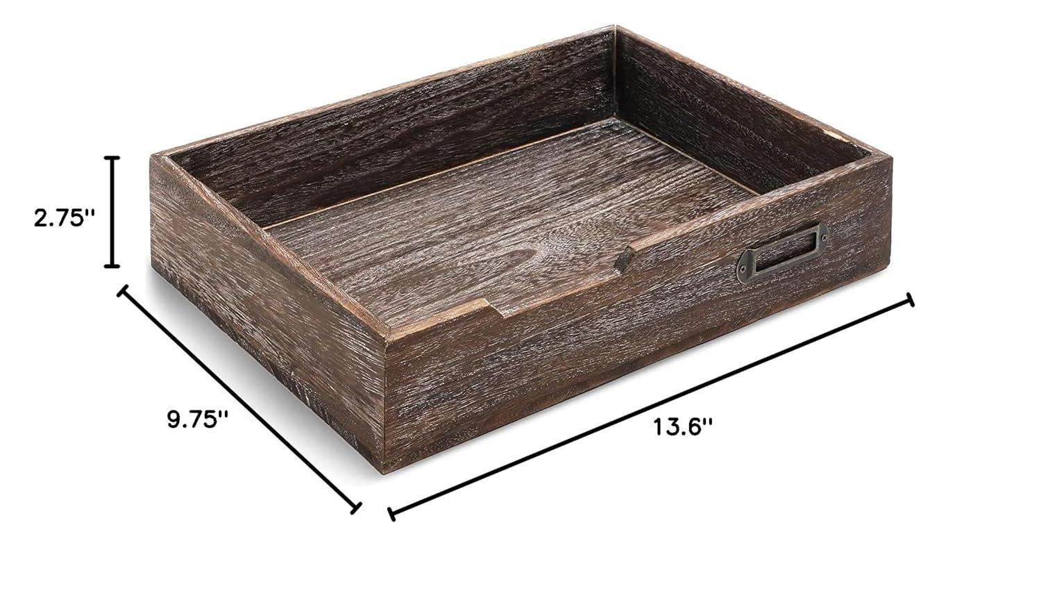 Juvale Rustic Wood Stackable Paper Tray, Vintage Office Desk Desktop Holder Organizer for Documents Files Folders Magazines, 10.5 inches