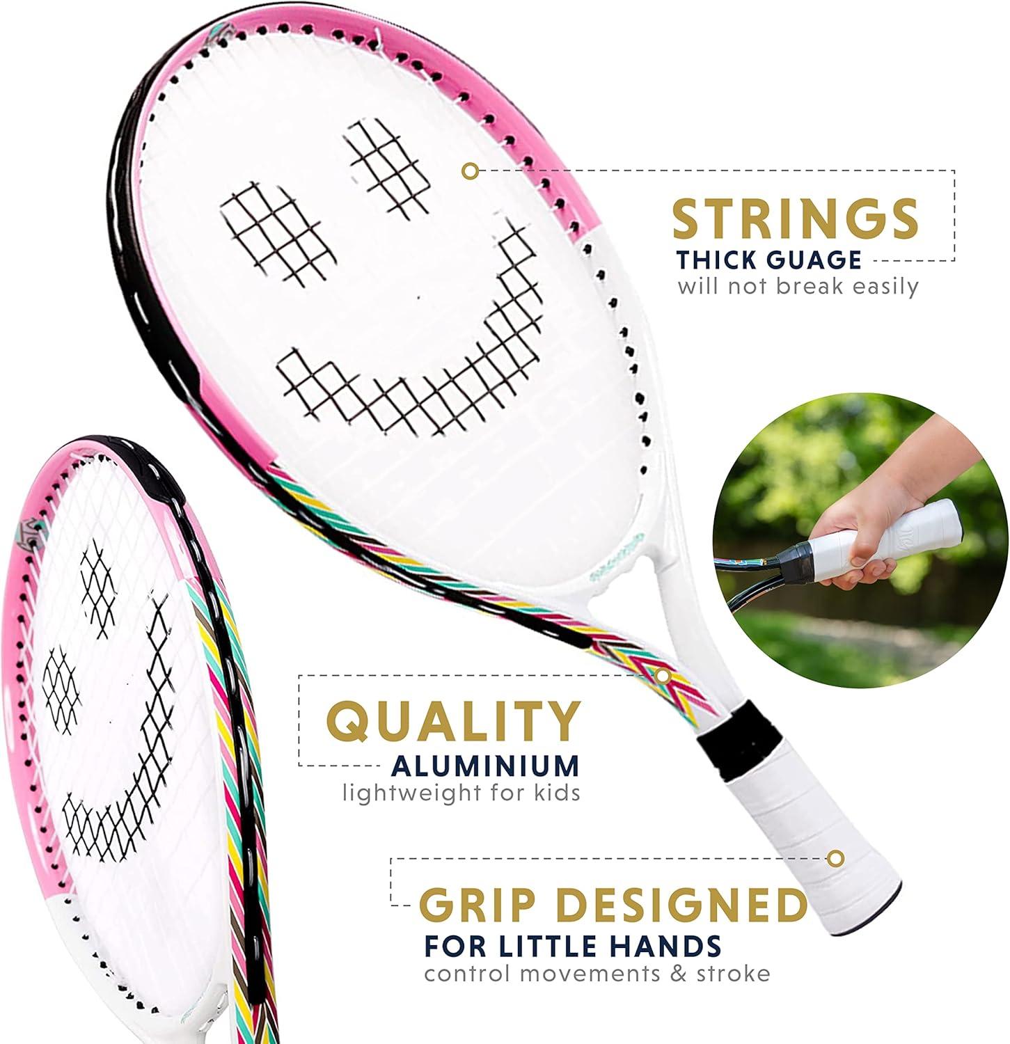Kids Tennis Racket with Training Videos – Aluminum Youth Tennis Racket with Neoprene Handle for Children Age 5-12 – Learn Faster and Play Better by Street Tennis Club
