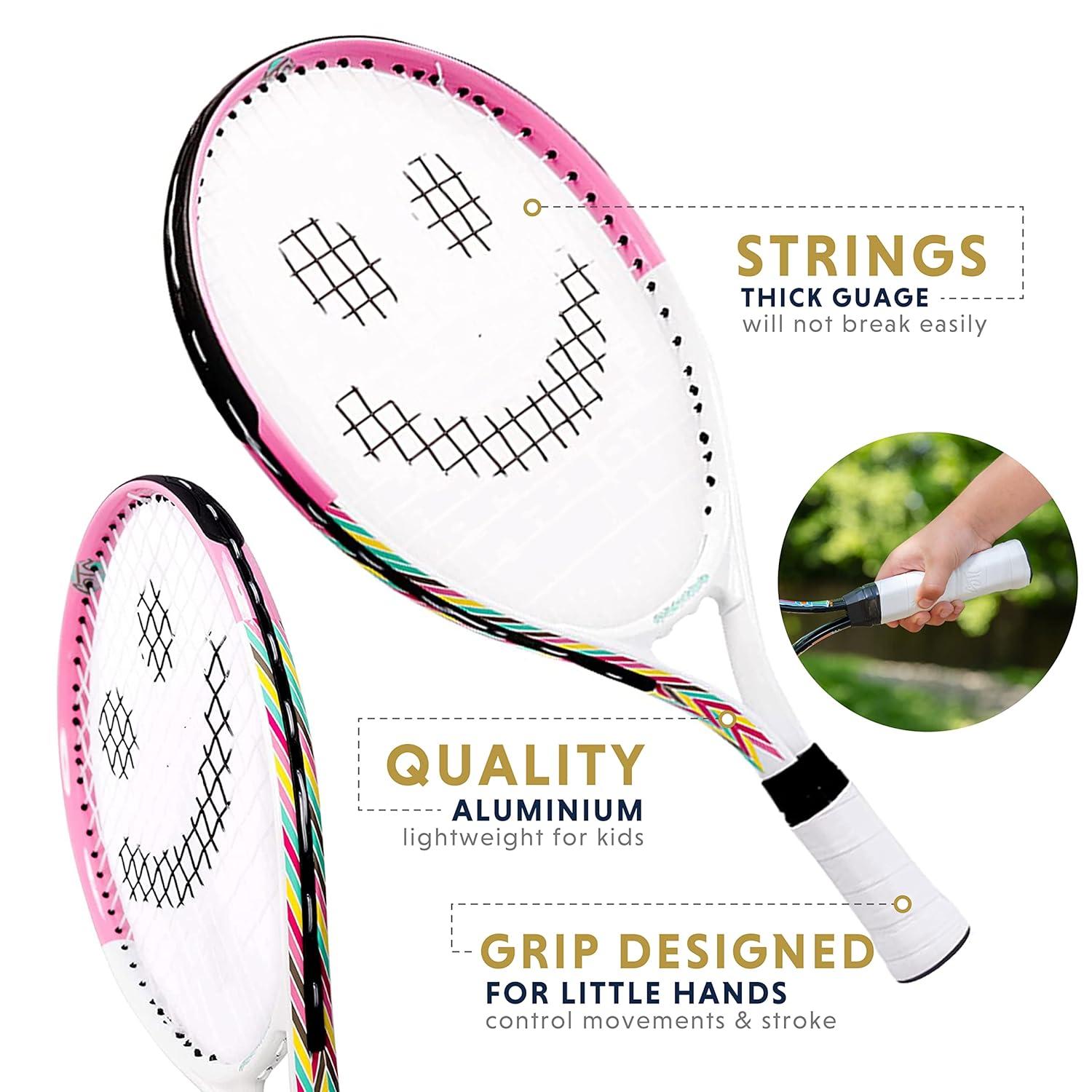 Kids Tennis Racket with Training Videos – Aluminum Youth Tennis Racket with Neoprene Handle for Children Age 5-12 – Learn Faster and Play Better by Street Tennis Club