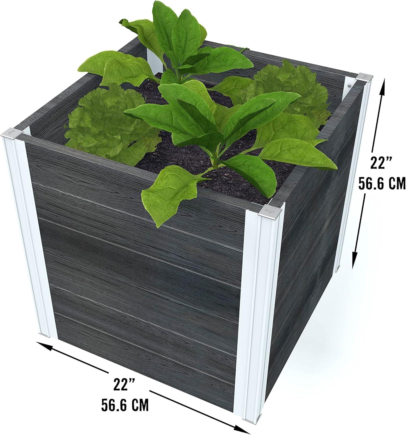 Urbana 22" Slate Gray Vinyl Cube Planter