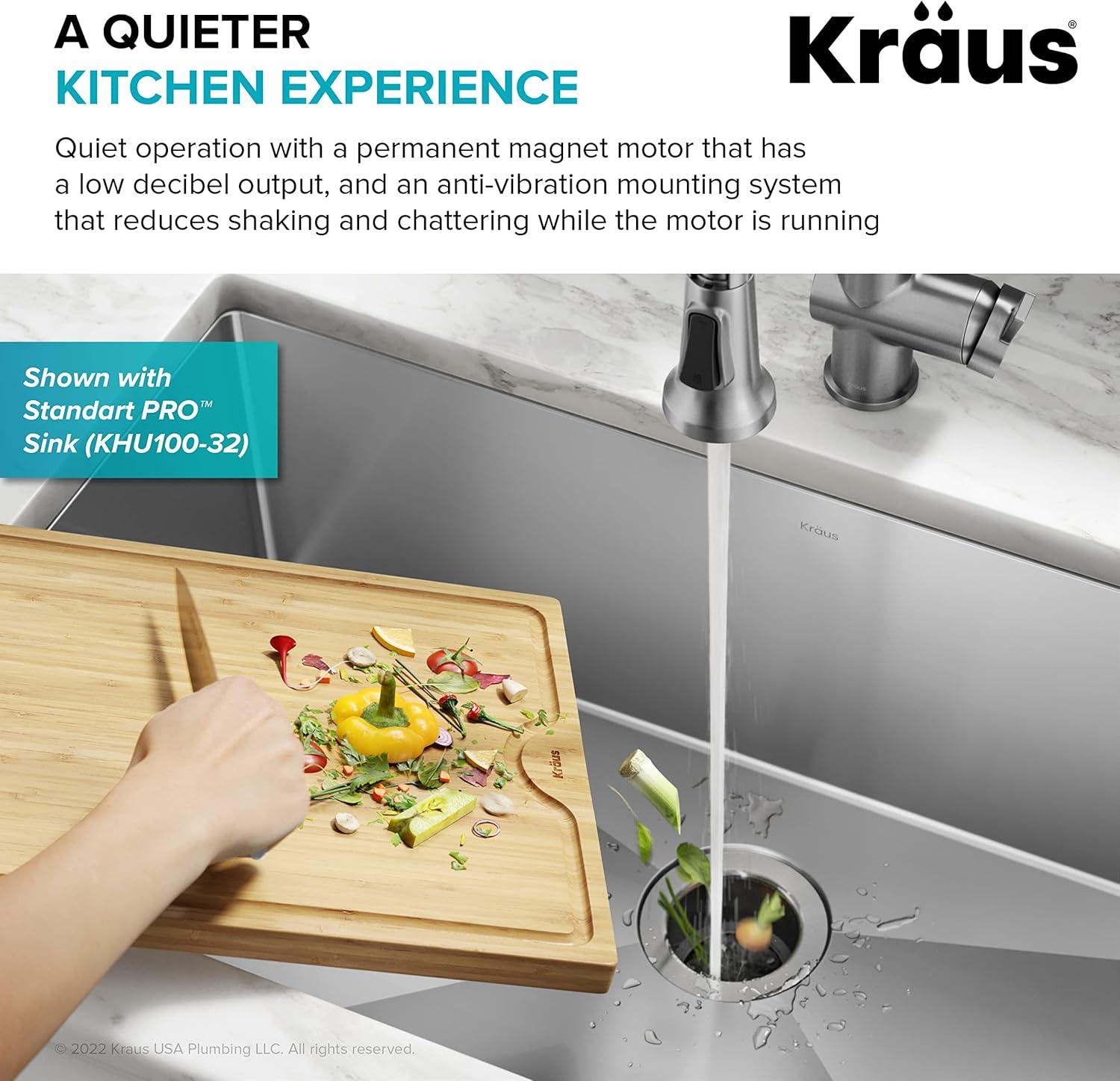 Kraus WasteGuard High-Speed 1/2 HP Continuous Feed Garbage Disposal