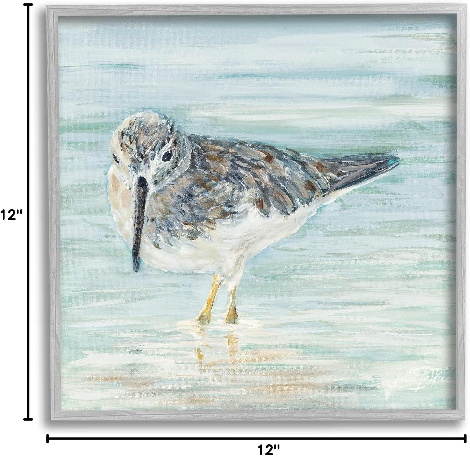 Stupell Industries Nautical Sandpiper Shallow Beach Waters Traditional Bird, 12 x 12, Design by Julie DeRice