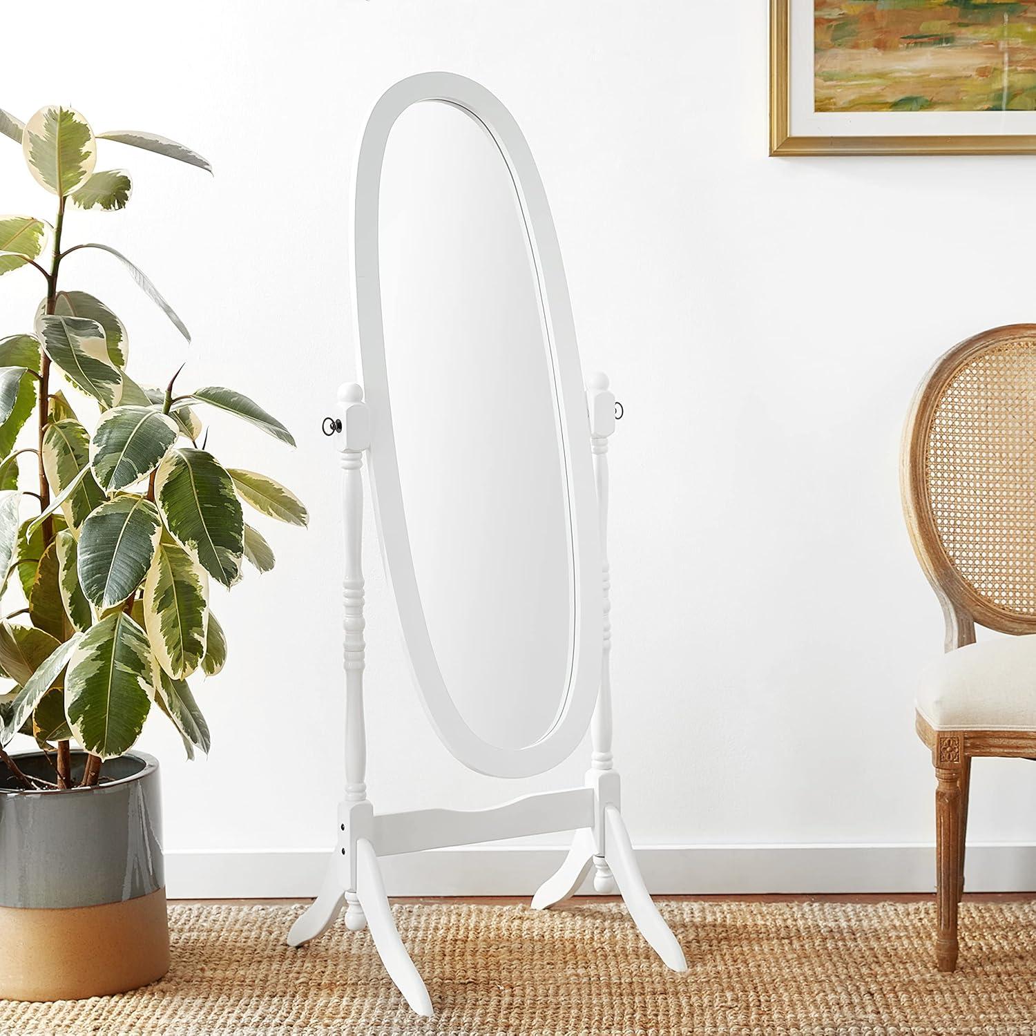 Cheval Mirror Ore International White: Oval Freestanding, Bedroom-Ready, 59.5" Tall