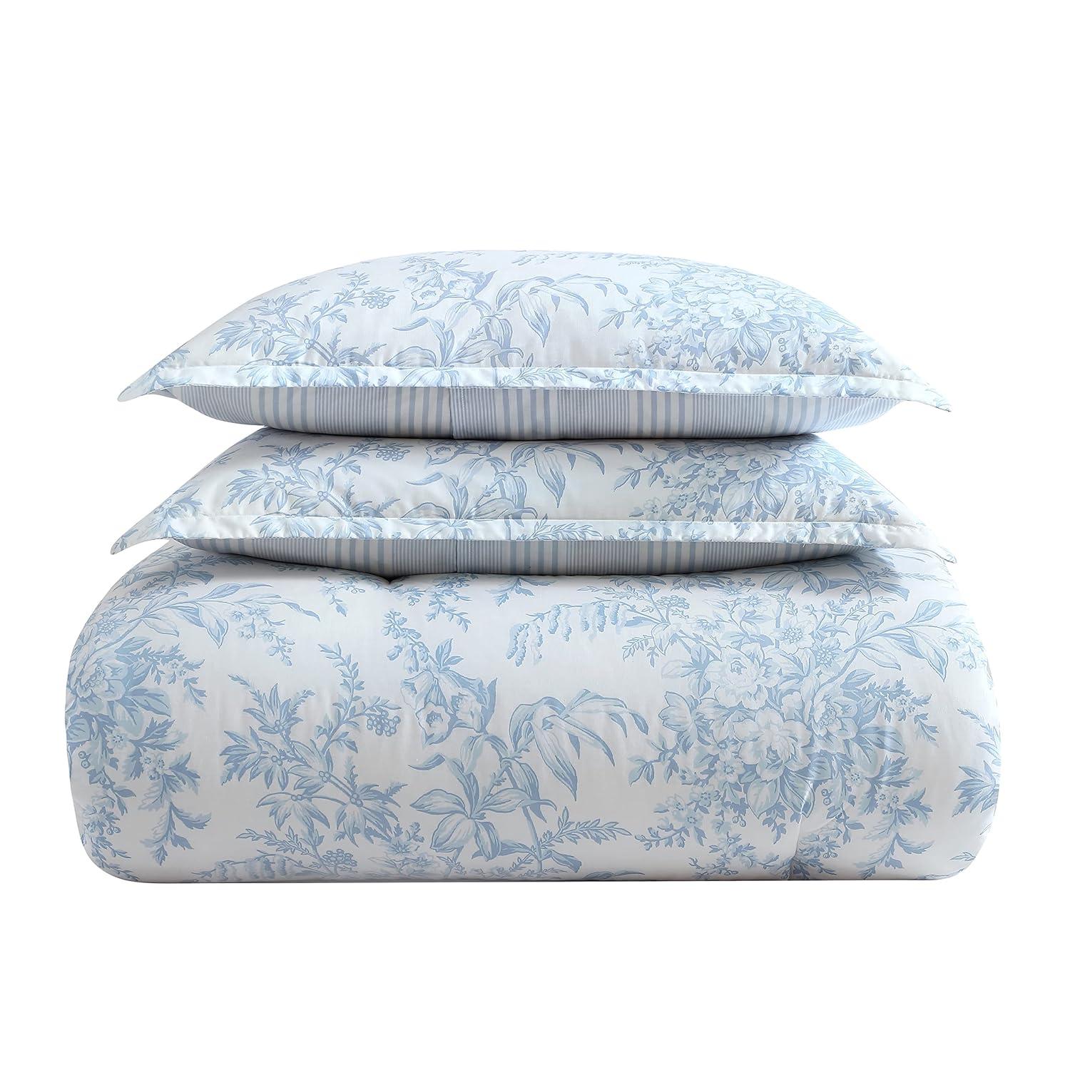 Laura Ashley Laura Ashley Bedford Reversible Cotton Blue Comforter Set