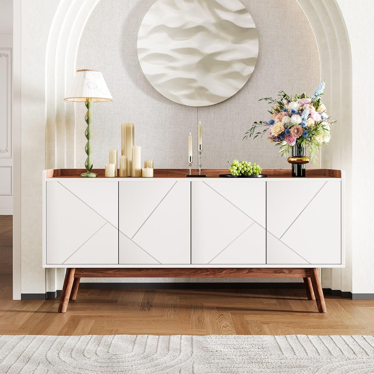 Tribesigns 55" W Buffets Sideboards Cabinet, White