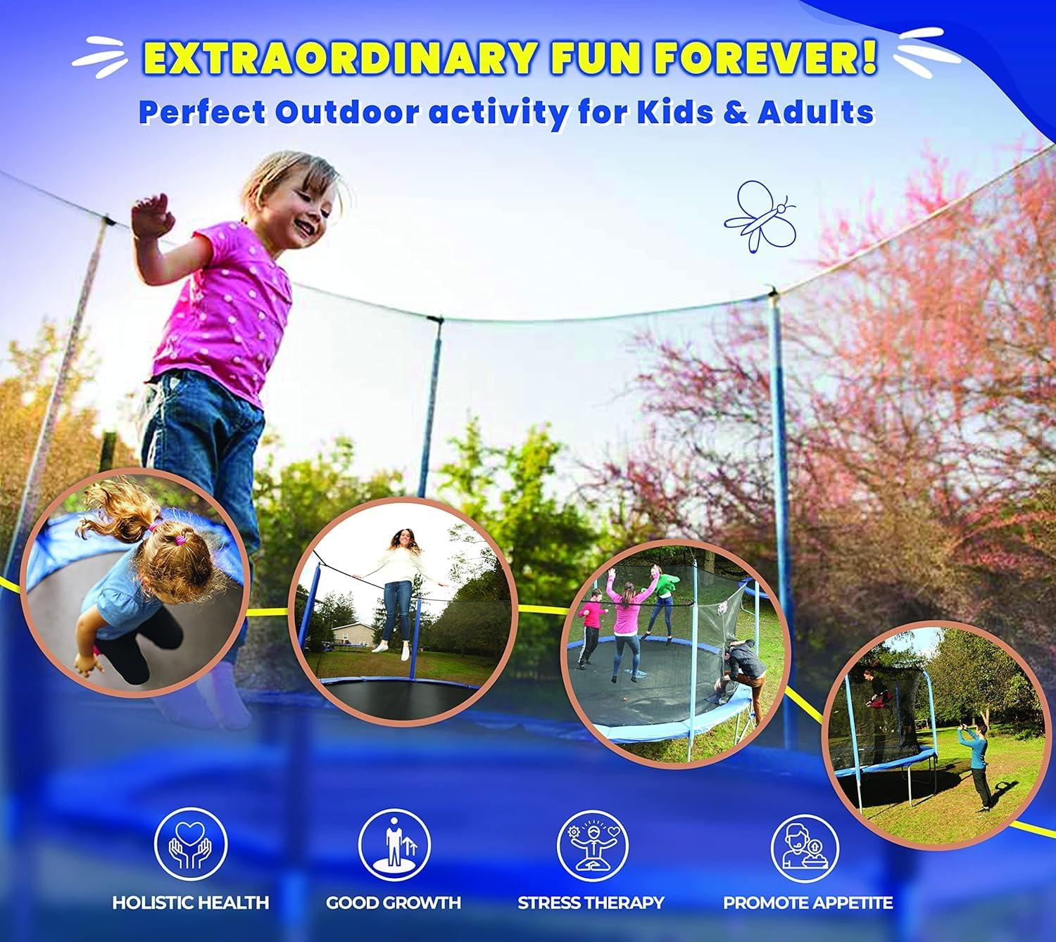 Machrus Upper Bounce 12 FT Round Trampoline Set with Safety Enclosure System – Backyard Trampoline - Outdoor Trampoline for Kids - Adults