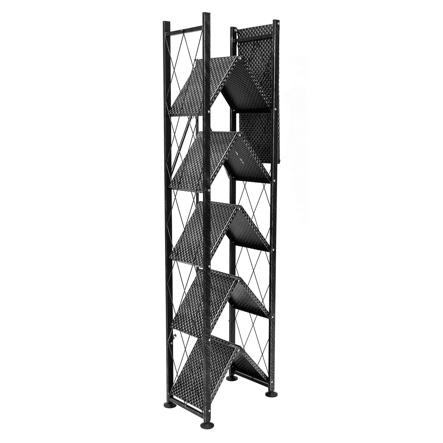 Origami Foldable 6-Shelf Classic Stamped Steel Bookcase