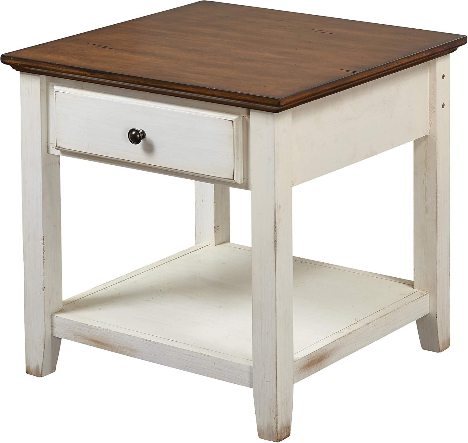 Charleston Two-Tone Wood End Table with Storage