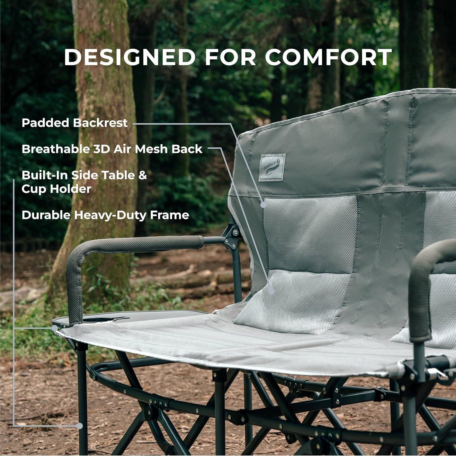 Camphor Designs Oversized Double Portable Folding Director’s Loveseat