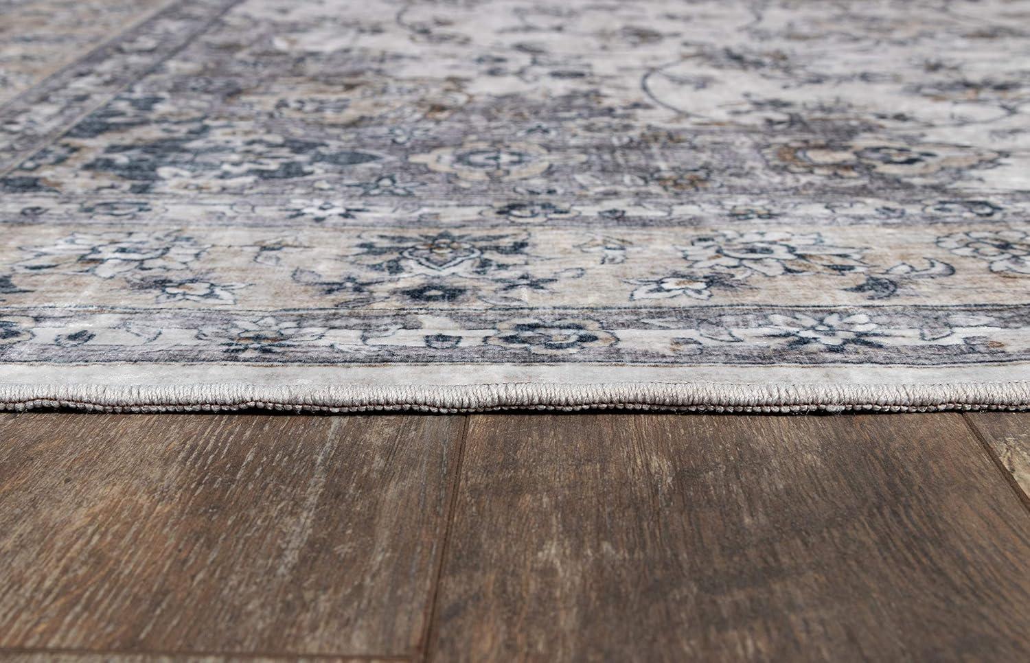 Momeni 2'x3' Karachi Talia Accent Rug Gray: Geometric Bohemian Indoor Area Rug with Rubber Backing