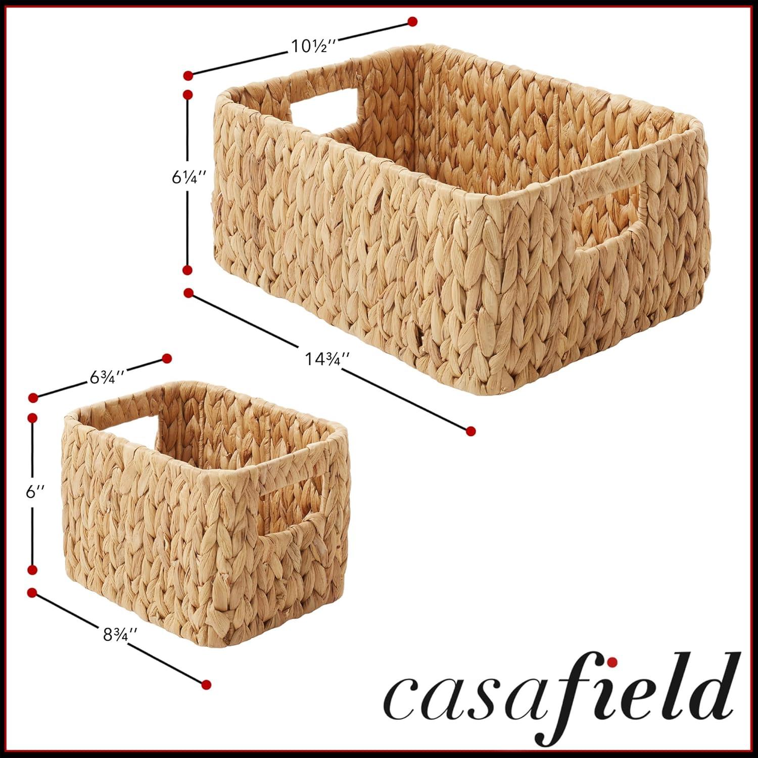 Natural Seagrass Rectangular Storage Baskets with Handles