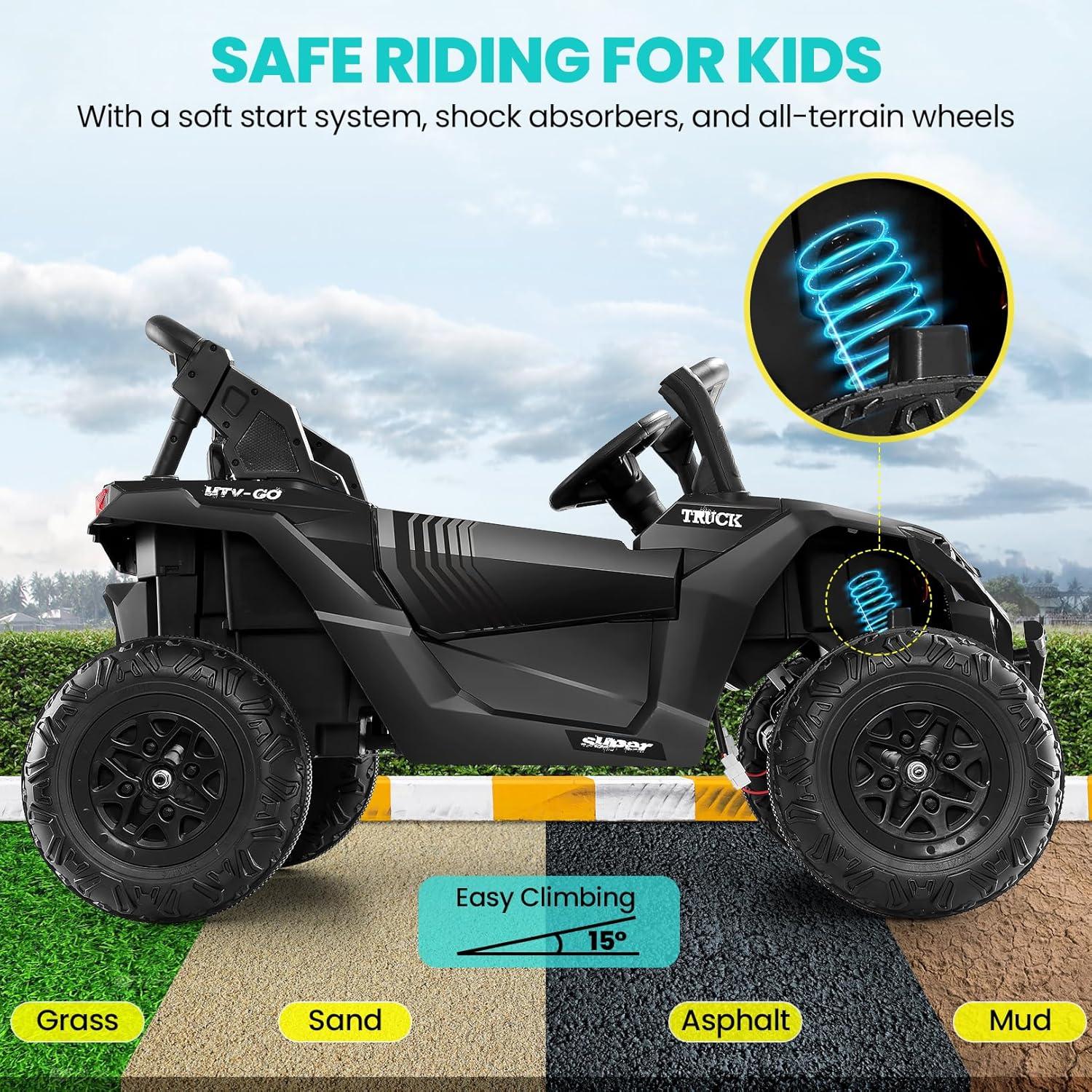 SUSIELADY 24V 2 Plazas Ride-On UTV para Niños, Coche Eléctrico con Control Remoto, Suspensión en las 4 Ruedas, Música, Almacenamiento, Camión de Juguetes Al Aire Libre para Niños Niñas a Partir de 3 Años, Rosa