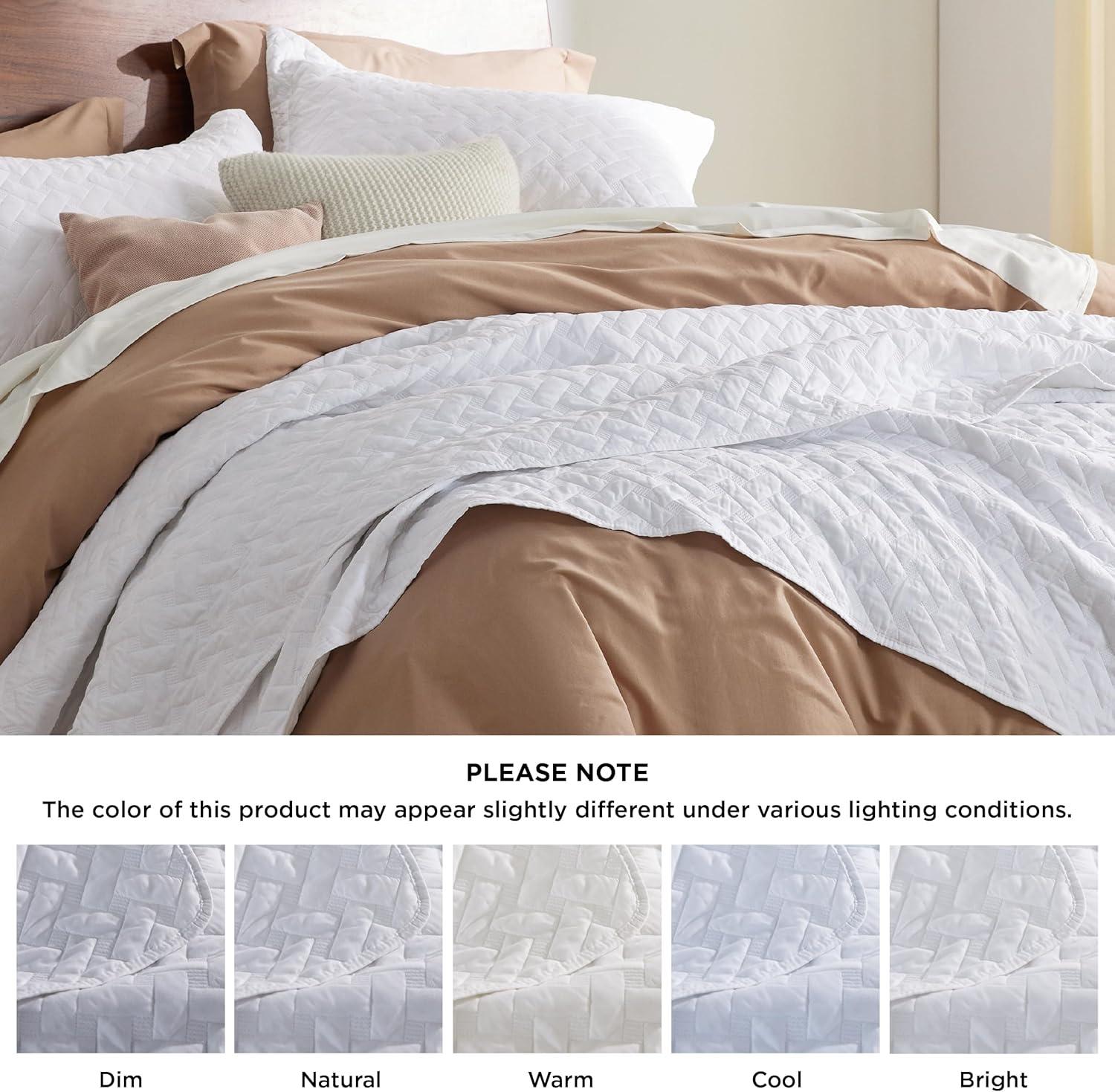 Lightweight Spring Quilt Set Oversized King Size White Bedding Set for All Seasons - Bedsure