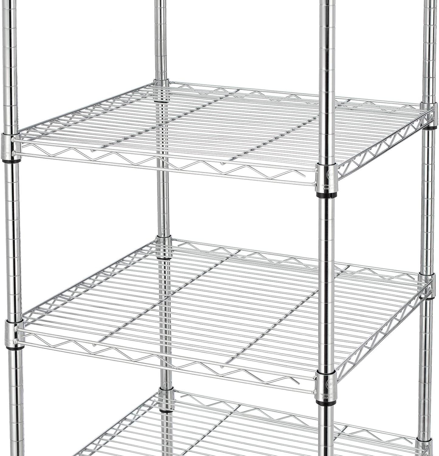 Heavy Duty Chrome 5-Tier Wire Shelving Unit with Thicken Steel Tube