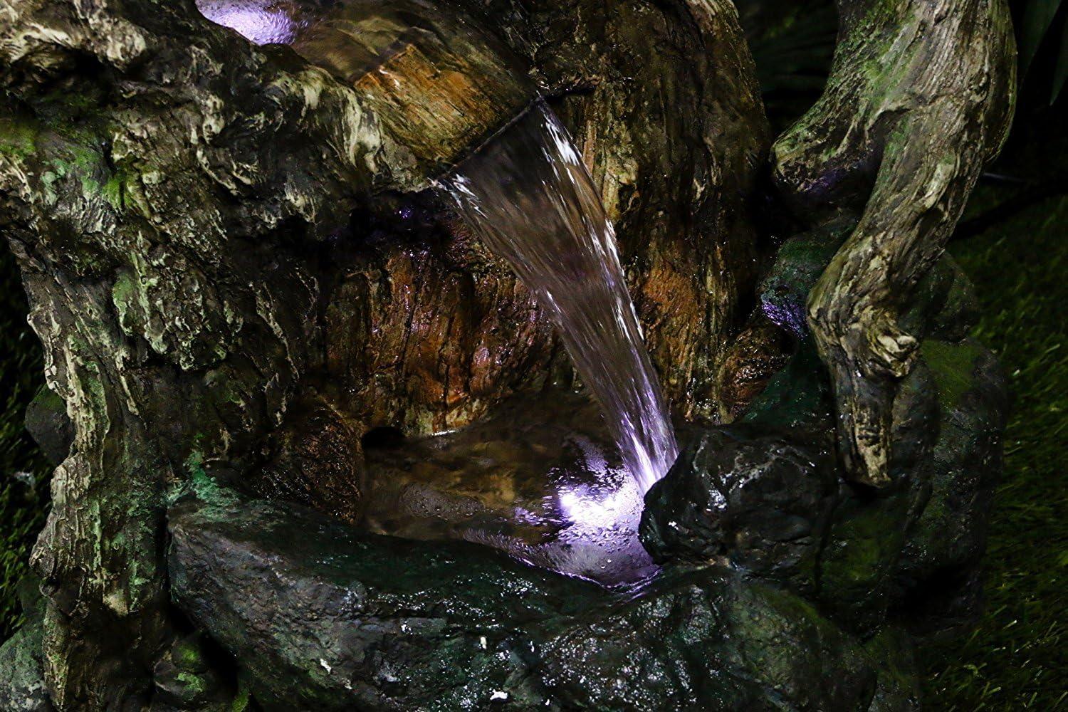 Rustic 39" Brown Tree Trunk Water Fountain with LED Lights