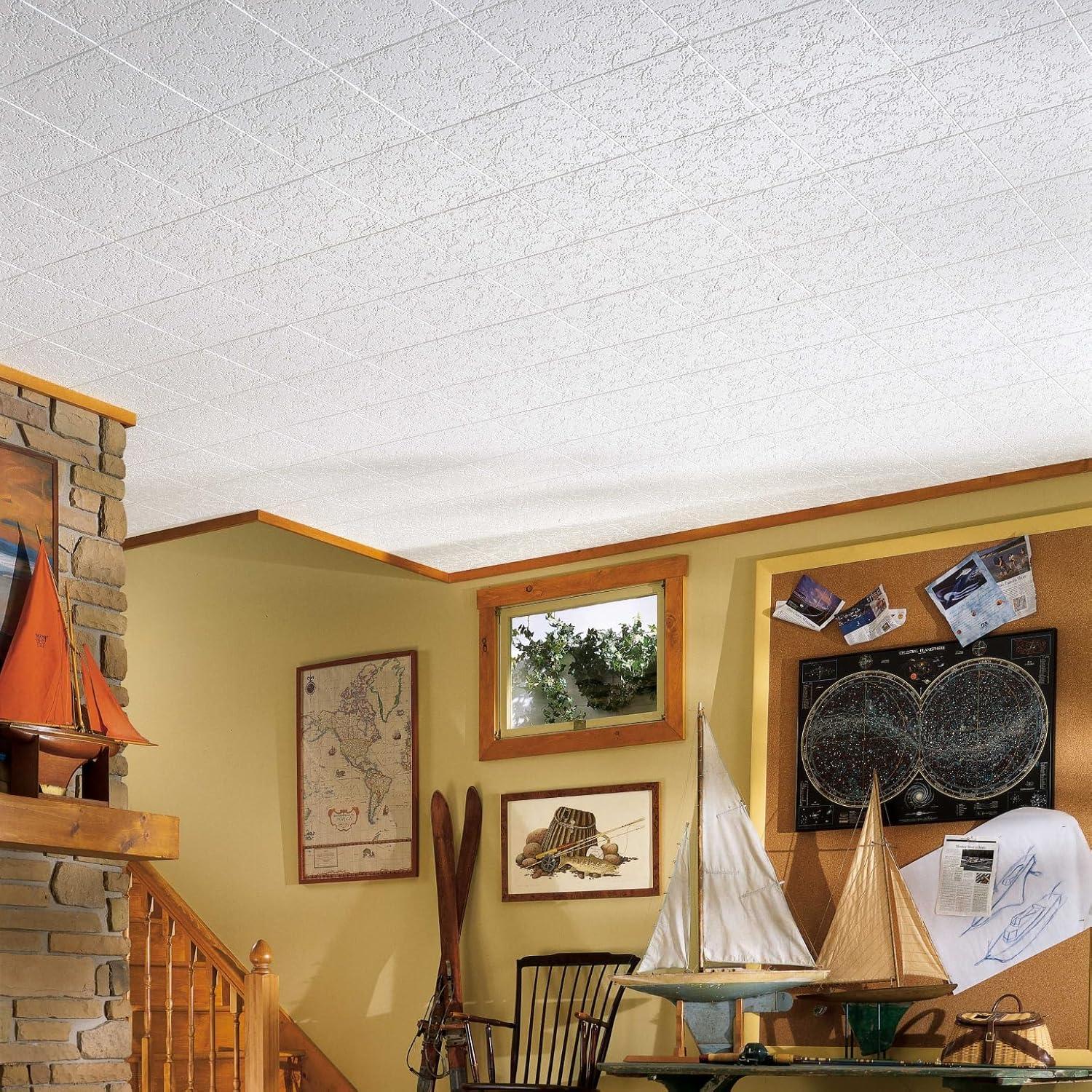 Grenoble 1 ft. x 1 ft. Drop-In Mineral Fiber Ceiling Tile in White