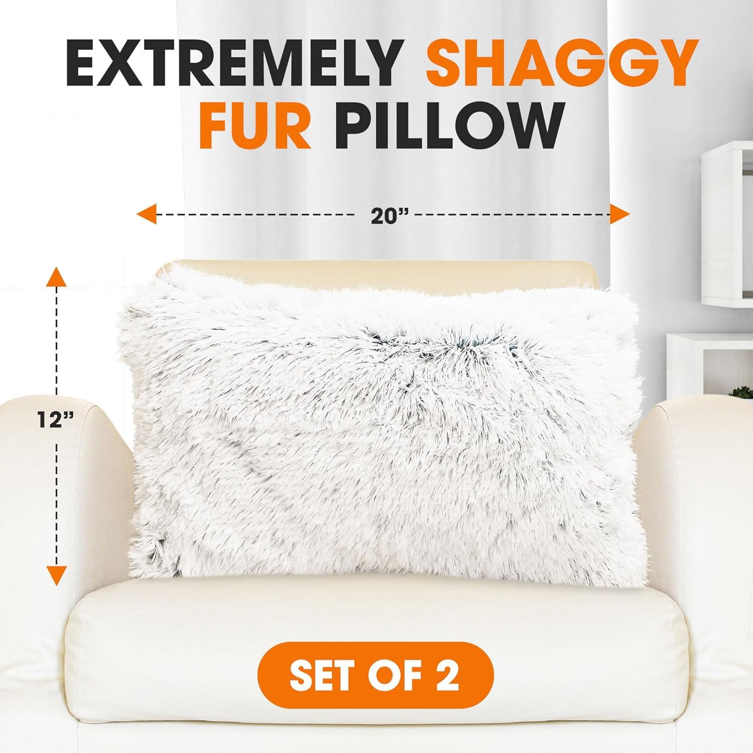 Cheer Collection Cheer Collection Shaggy Hair Decorative Throw Pillows (Set of 2)