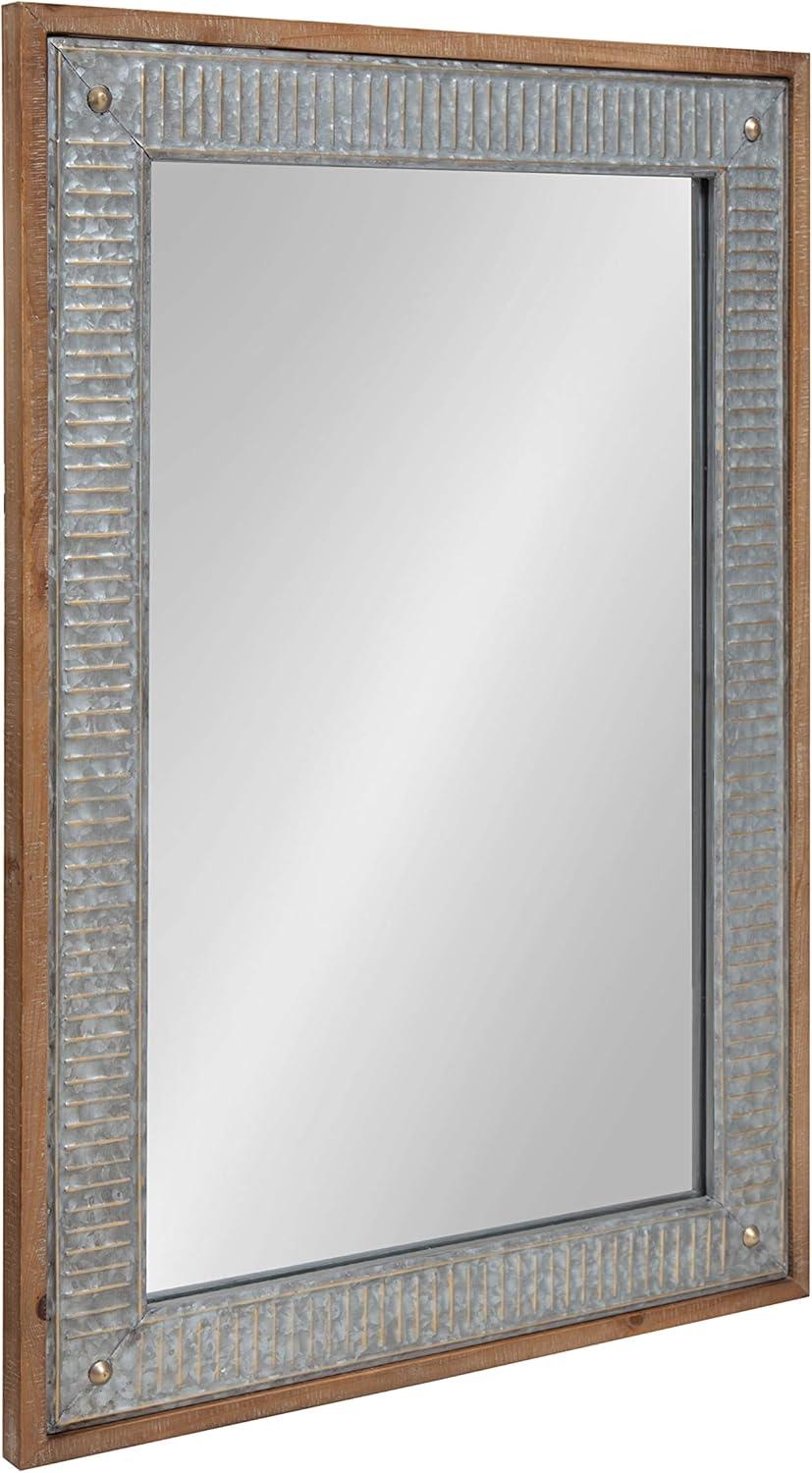 Kate and Laurel Deely Farmhouse Wood and Metal Wall Mirror, Rustic Brown