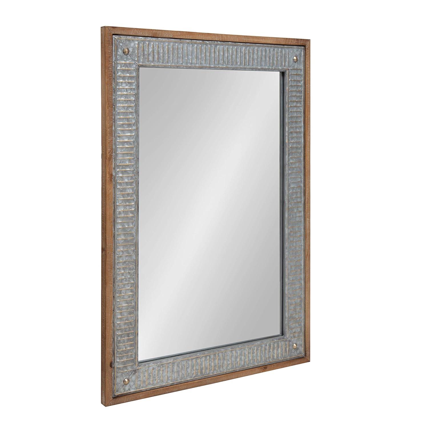 Kate and Laurel Deely Farmhouse Wood and Metal Wall Mirror, Rustic Brown