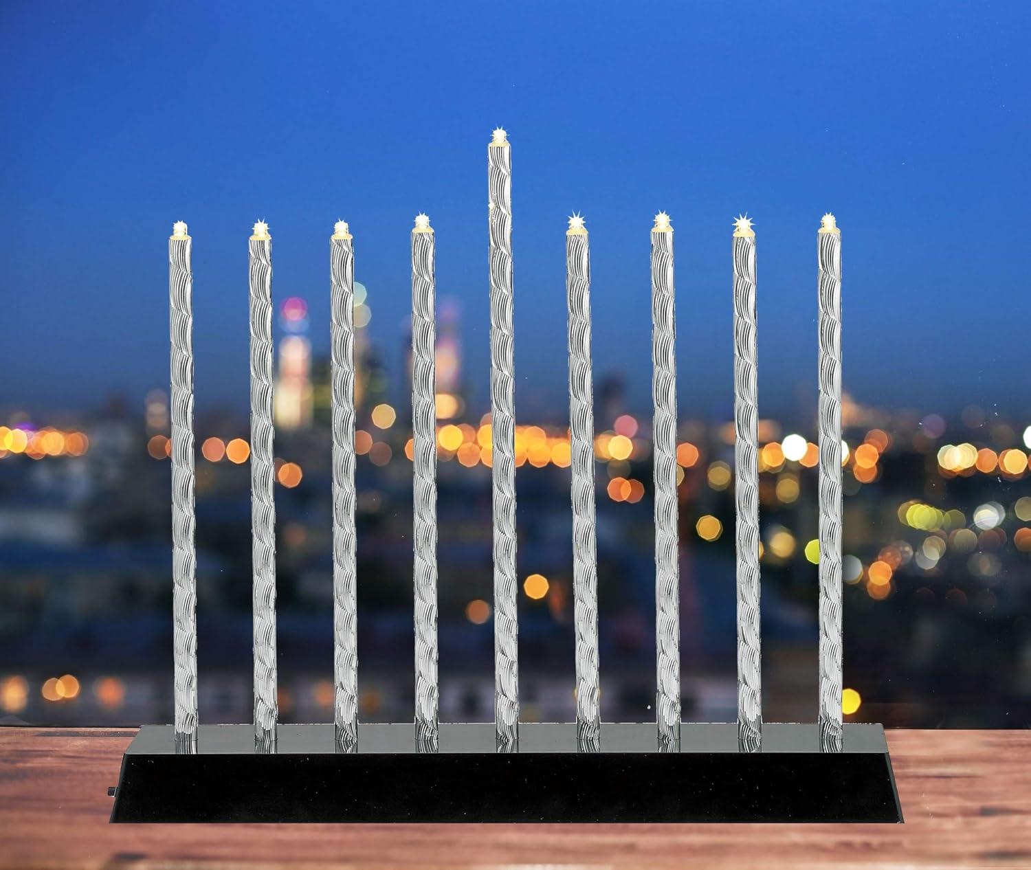 Rite Lite Diamond Cut LED Electric Menorah Hanukkah Menorah with Sequential Lighting, Chasing & Blinking Lights Elegant & Modern Chanukah Gifts Decor Jewish Holiday Party Favors Decorations