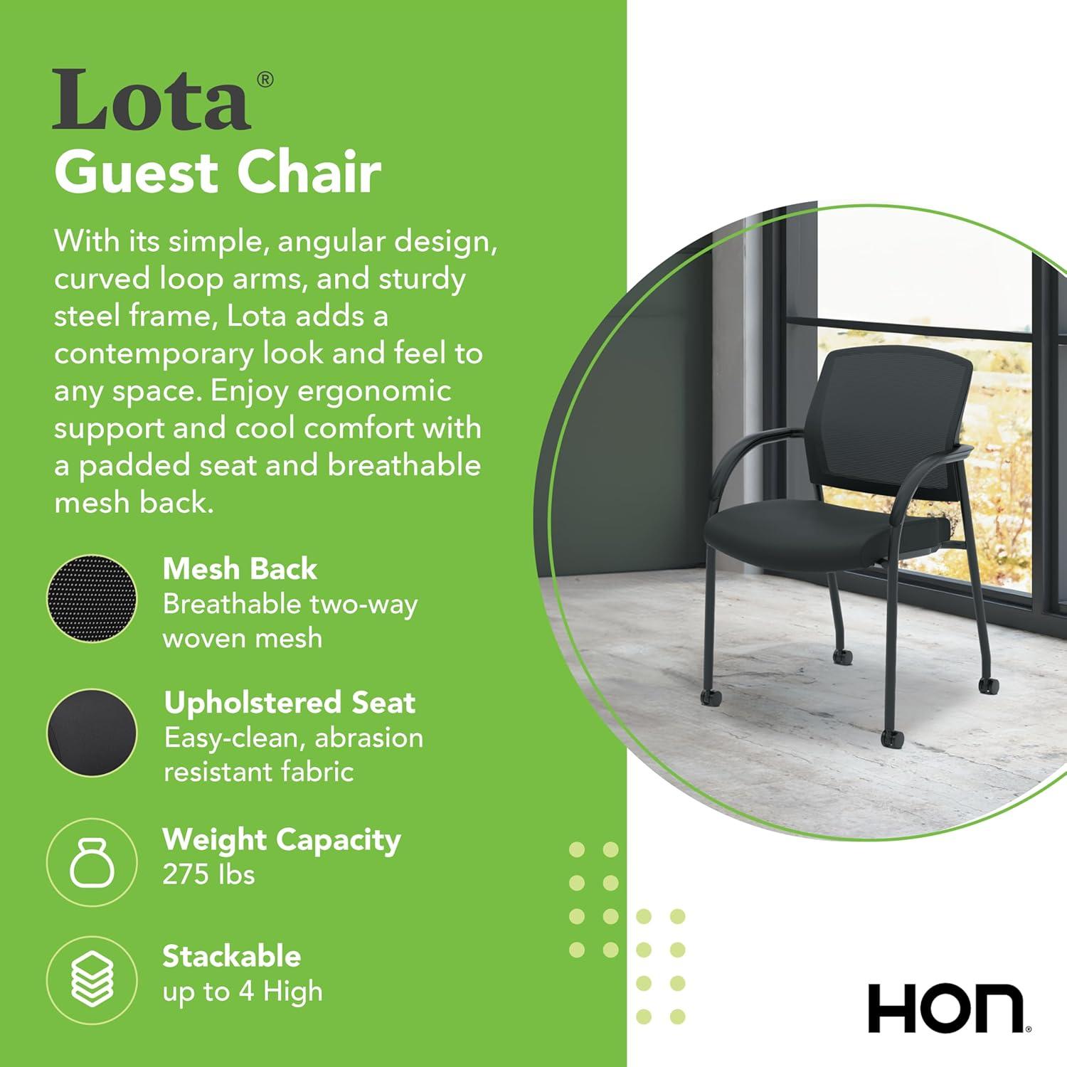 Lota Series Guest Side Chair 23" x 24.75" x 34.5", Black Seat/Black Back, Black Base