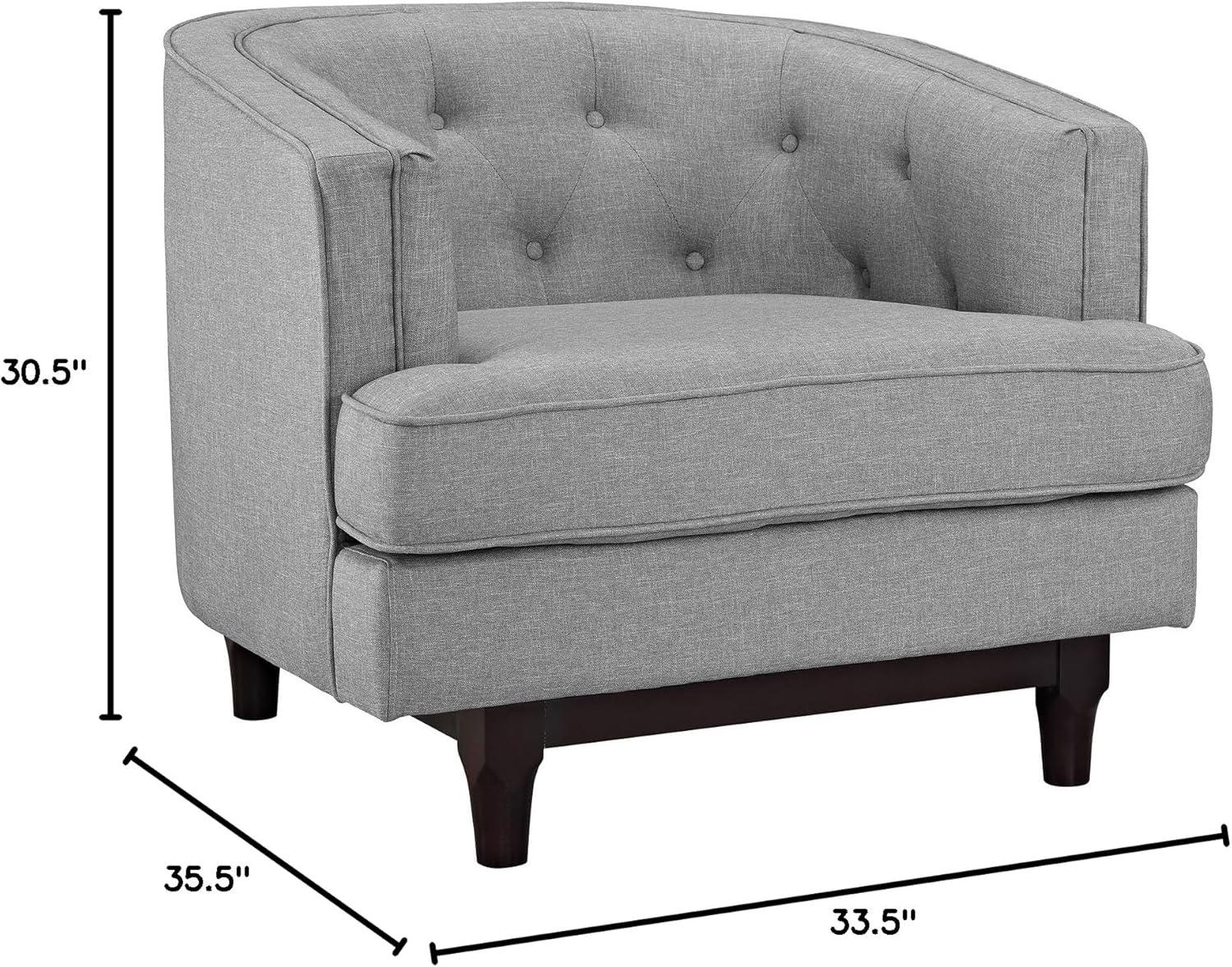 Modway Coast Upholstered Fabric Armchair in Light Gray