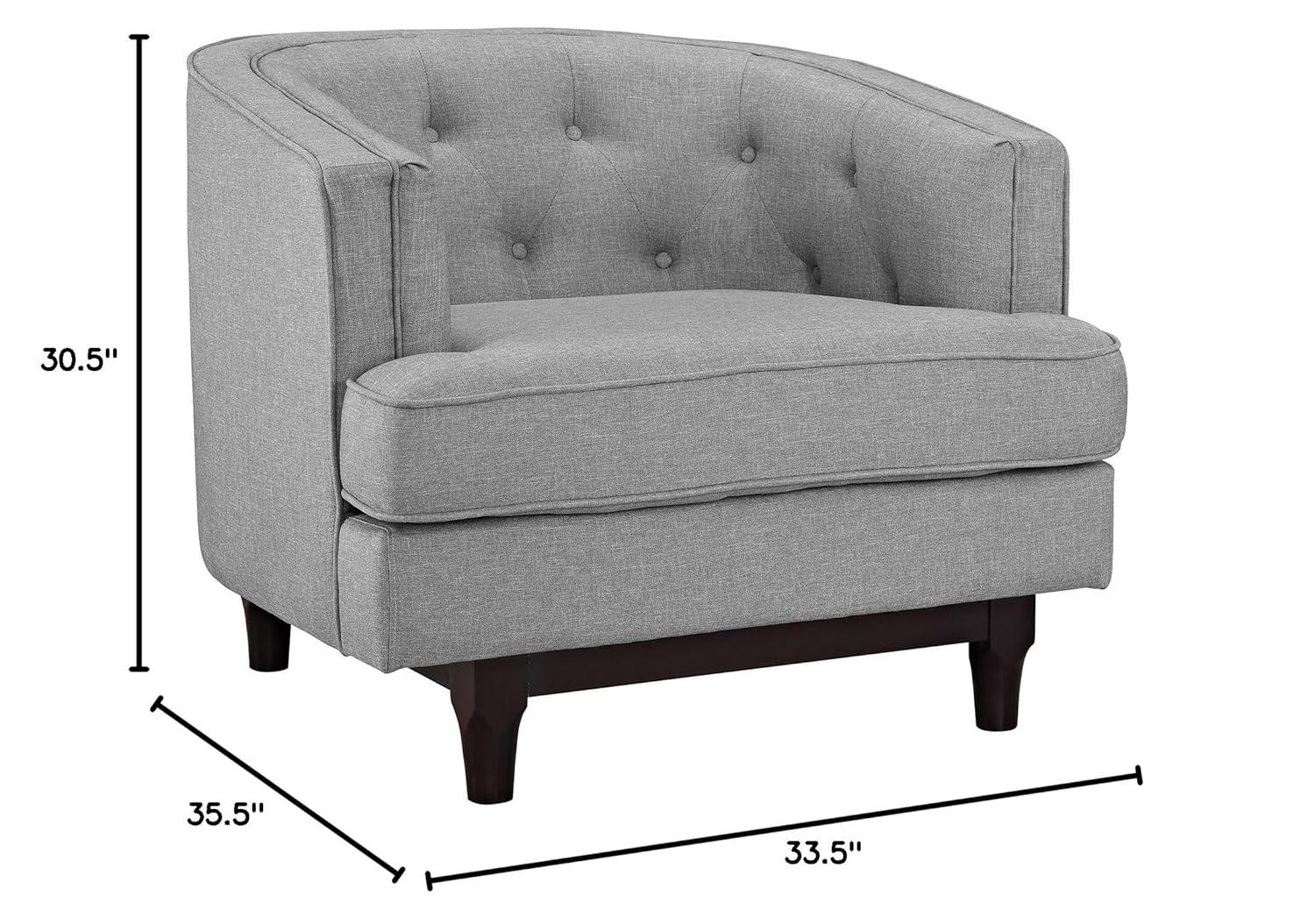 Modway Coast Upholstered Fabric Armchair in Light Gray