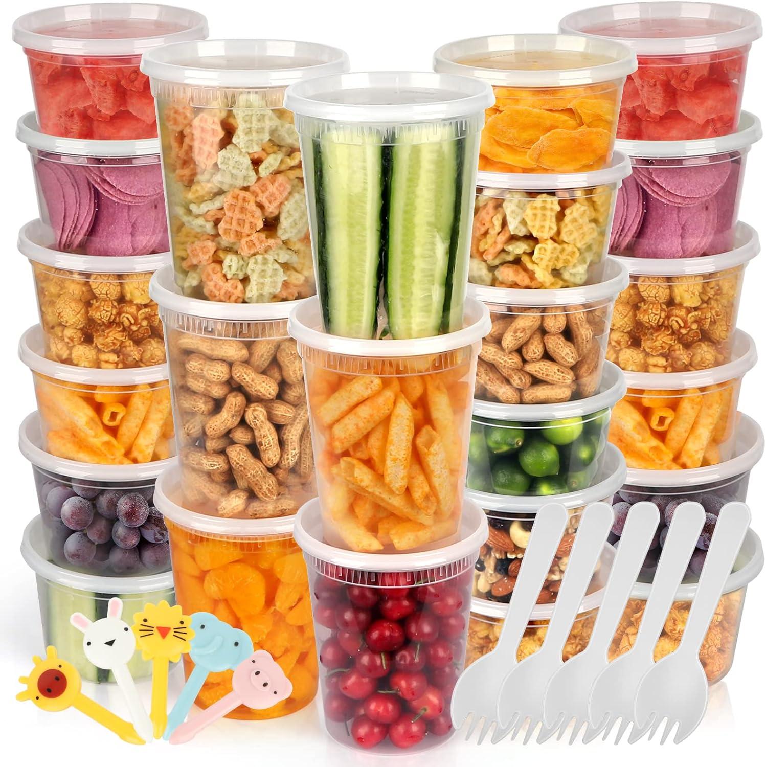 60-Pack Clear Plastic Meal Prep Containers with Lids and Spoons