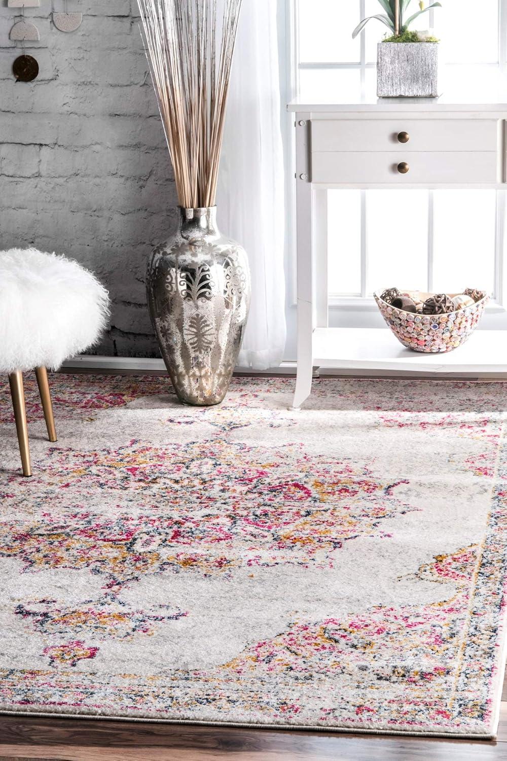 5'x7'5" Solid Loomed Area Rug Pink - nuLOOM: Traditional Indoor Low Pile, Stain-Resistant, Machine Made, Polypropylene