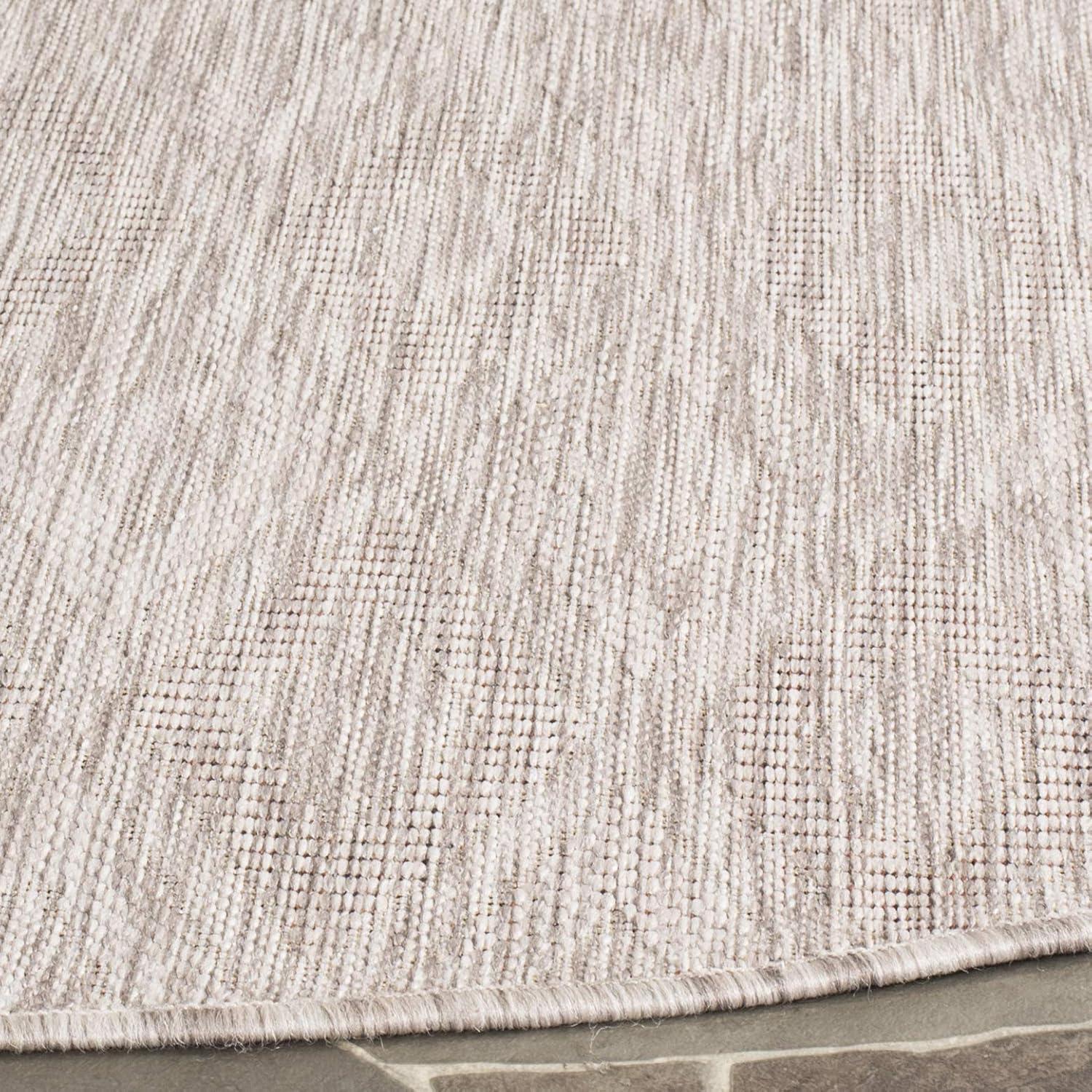 SAFAVIEH Courtyard Teodor Geometric Indoor/Outdoor Area Rug, Beige/Beige, 4' x 4' Round