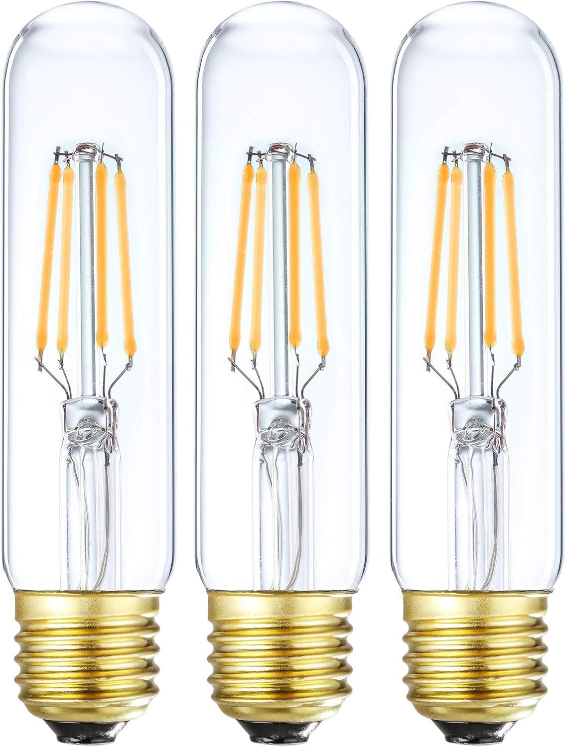 Dimmable Edison LED Tubular Bulb T10 - 4W - E26 Medium Base - 4000K Daylight - 3 Pack