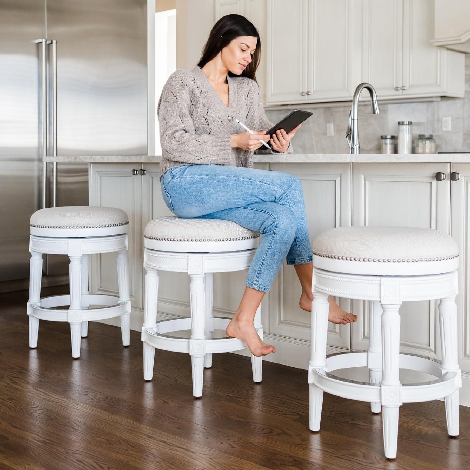 Maven Lane Maven Lane Pullman Backless Stool with Fabric Upholstery