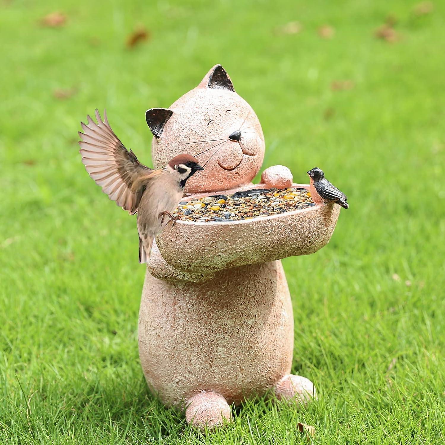 Trinx Cat Garden Statue Outdoor Decor Sculptures 12.3 Inch Height Figurine Gardening Lawn Ornament Gifts
