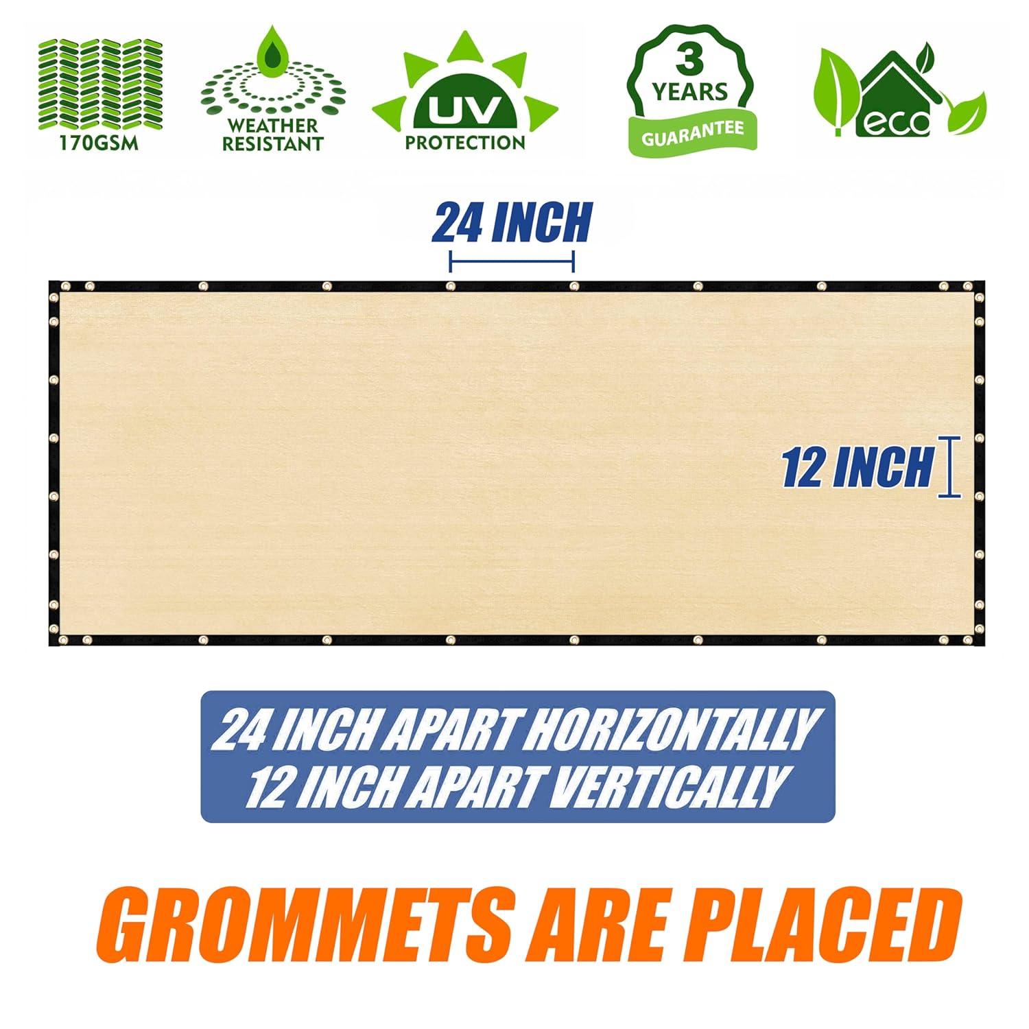 Amgo Amgo Fence Privacy Screen Heavy Duty Windscreen with Bindings & Grommets