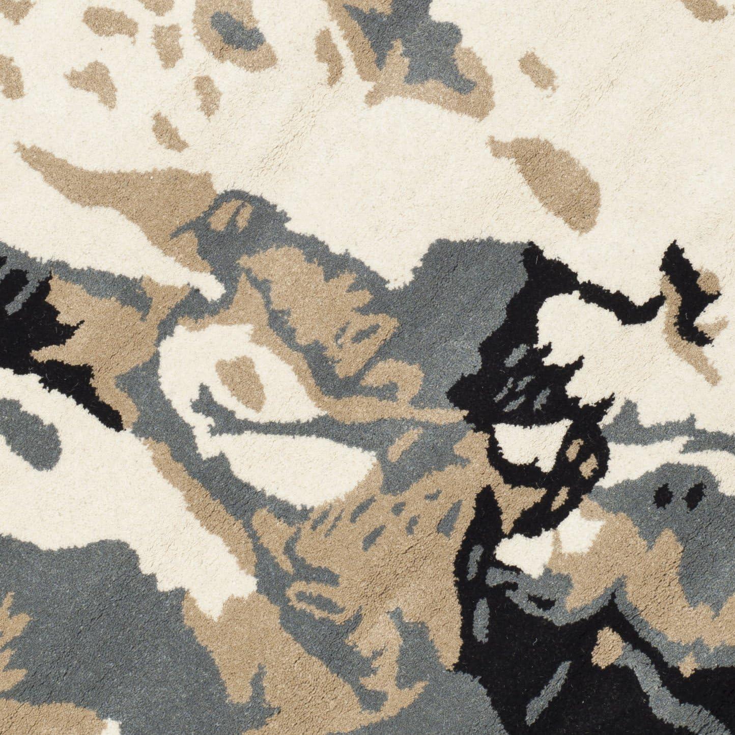 Bella BEL117 Hand Tufted Area Rug - Ivory/Grey - 5' Round - Safavieh.