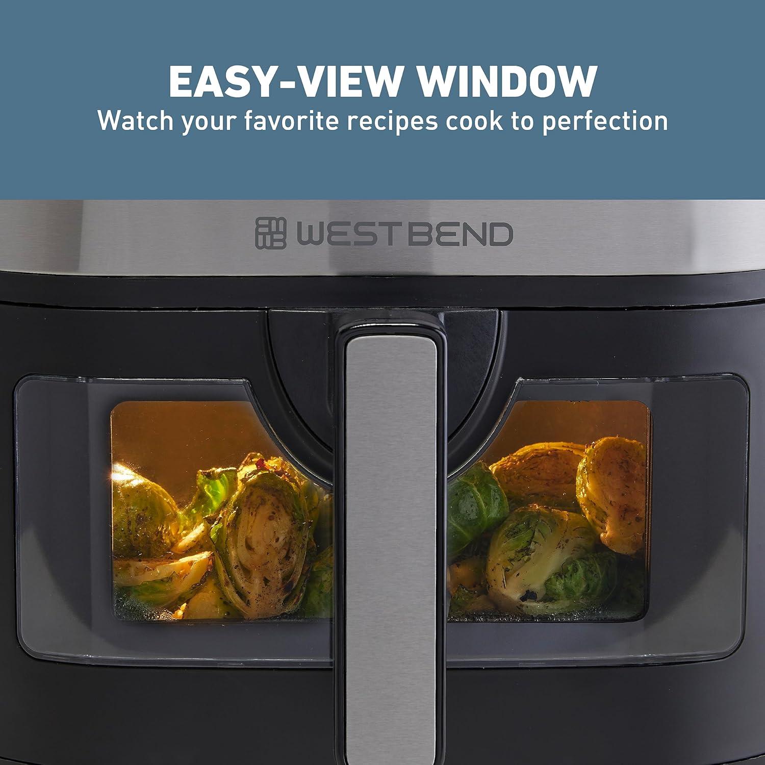 West Bend AFWB7QBK13 7 qt Air Fryer, Black with 13 One-Touch Presets