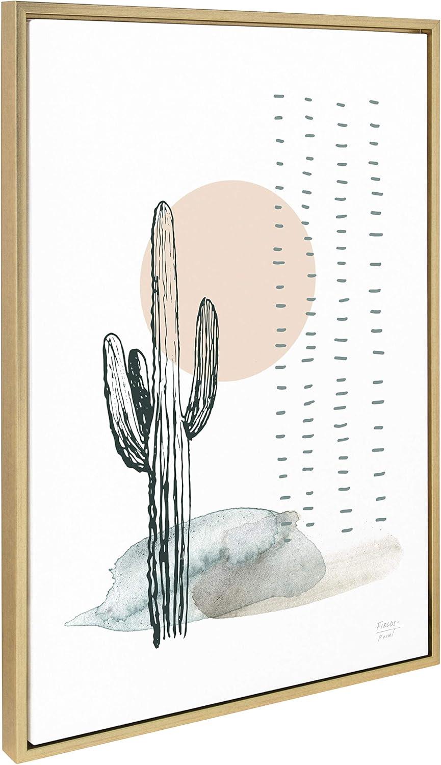 23" x 33" Sylvie Desert Cactus Framed Canvas by Statement Goods - Kate & Laurel All Things Decor