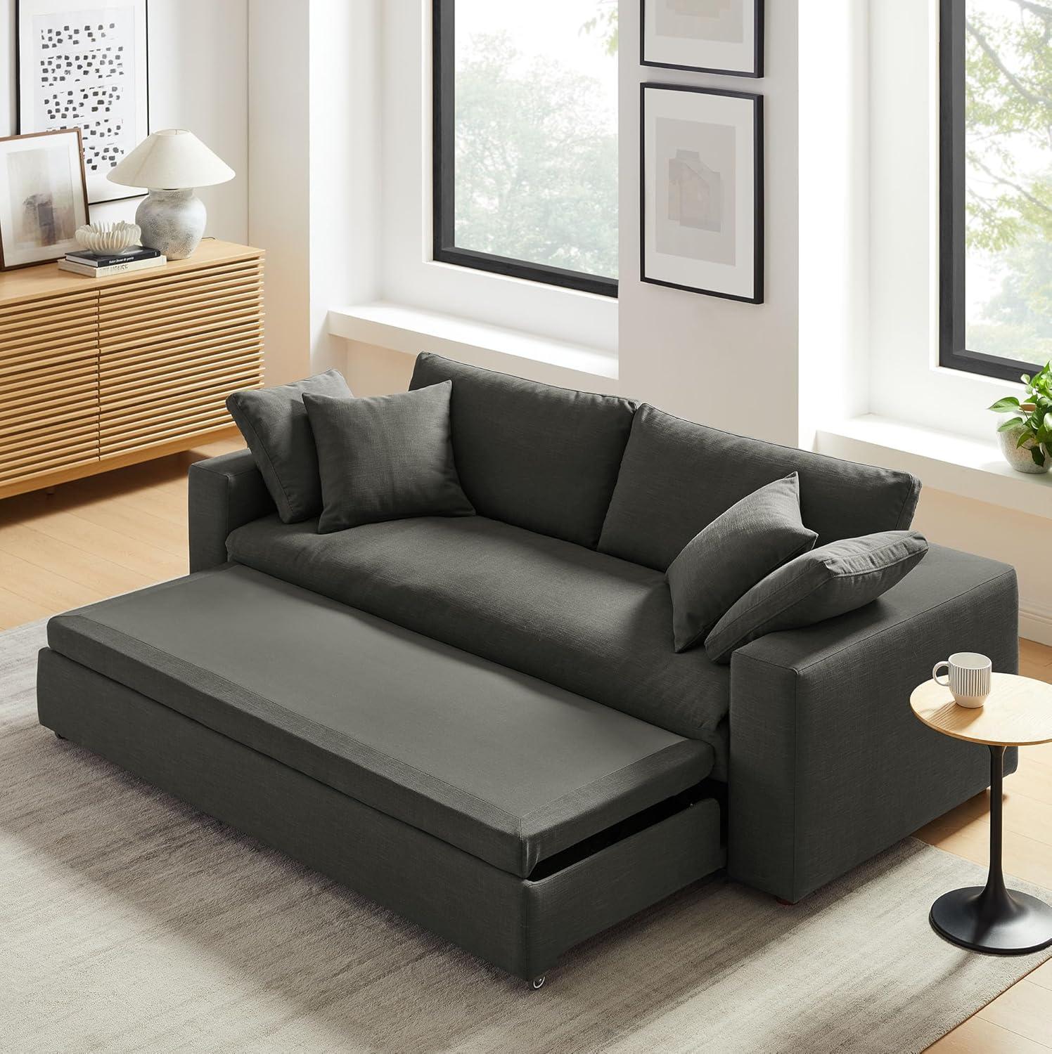 Modway Commix Down Filled Overstuffed Sleeper Sofa In Pure White
