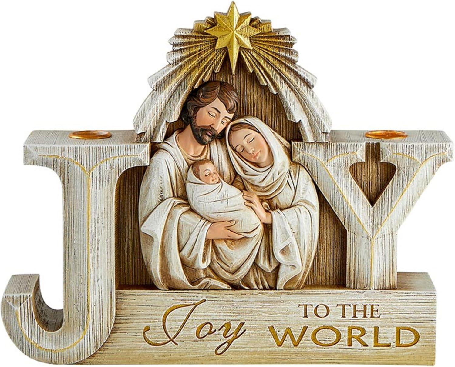 Joy to the World Nativity Tabletop Candle Holder Figurine