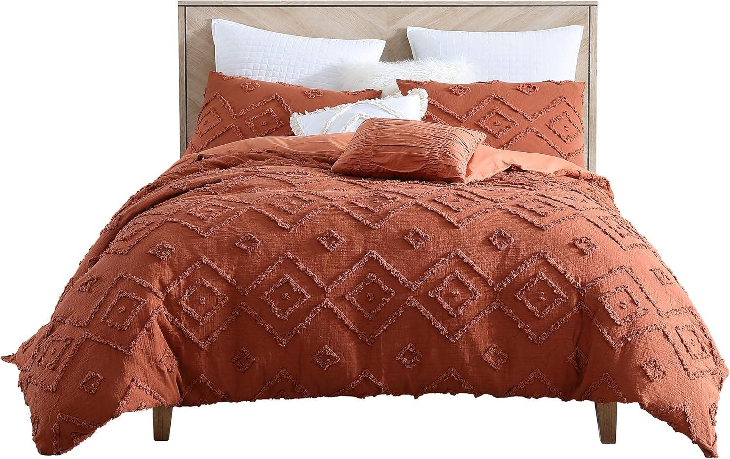 Rukai 100% Cotton Diamond Clip Jacquard 3D Fringe Texture 5-Piece Comforter Set