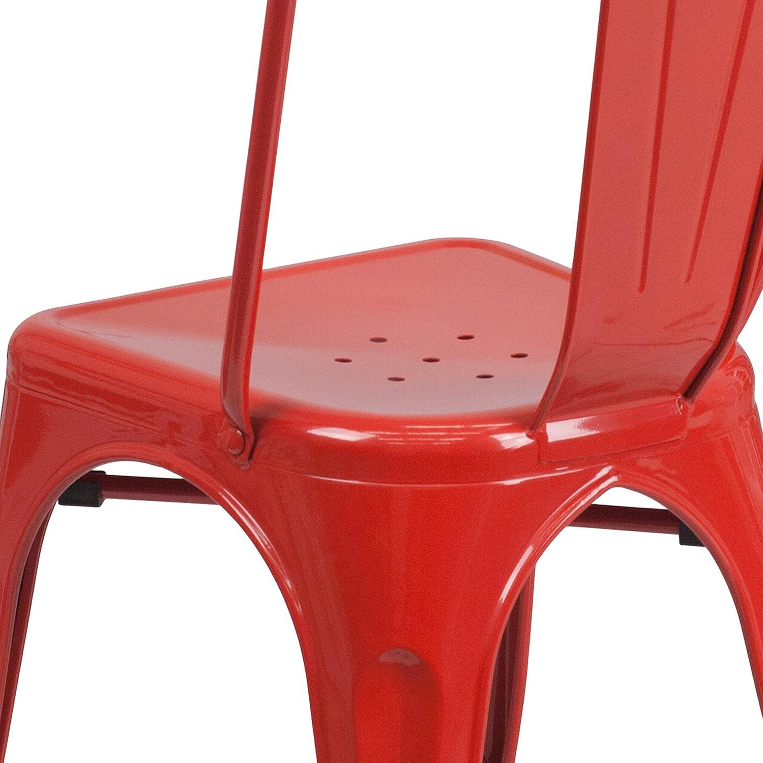 Emma Red Metal Indoor-Outdoor Stackable Dining Chair