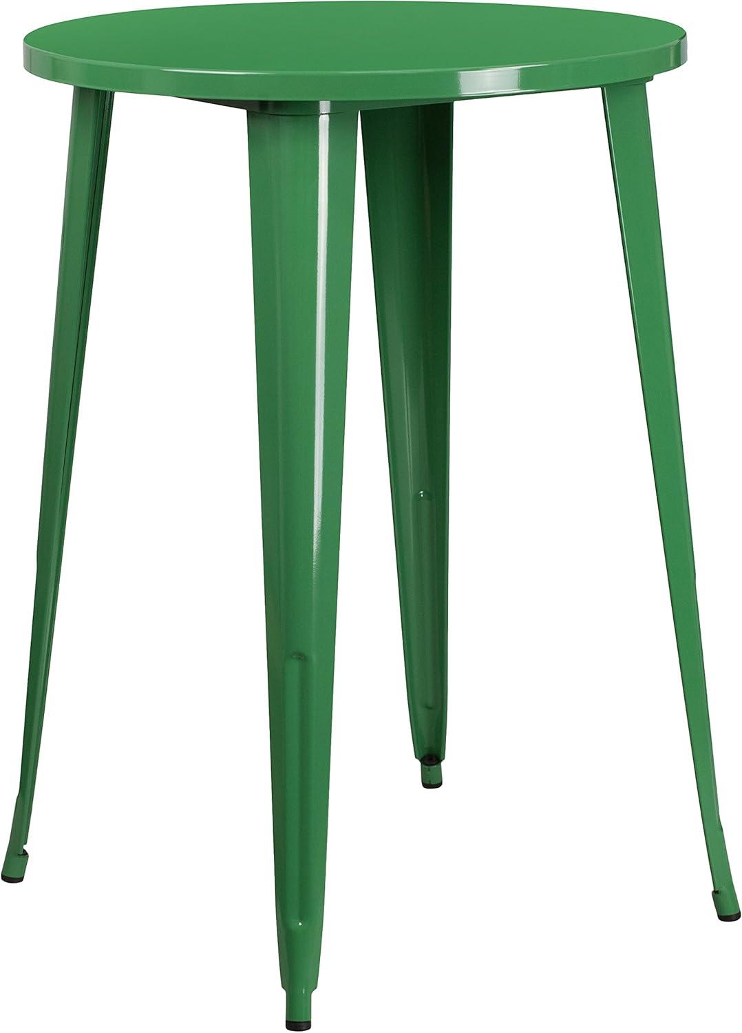 Flash Furniture Commercial Grade 30" Round Green Metal Indoor-Outdoor Bar Height Table