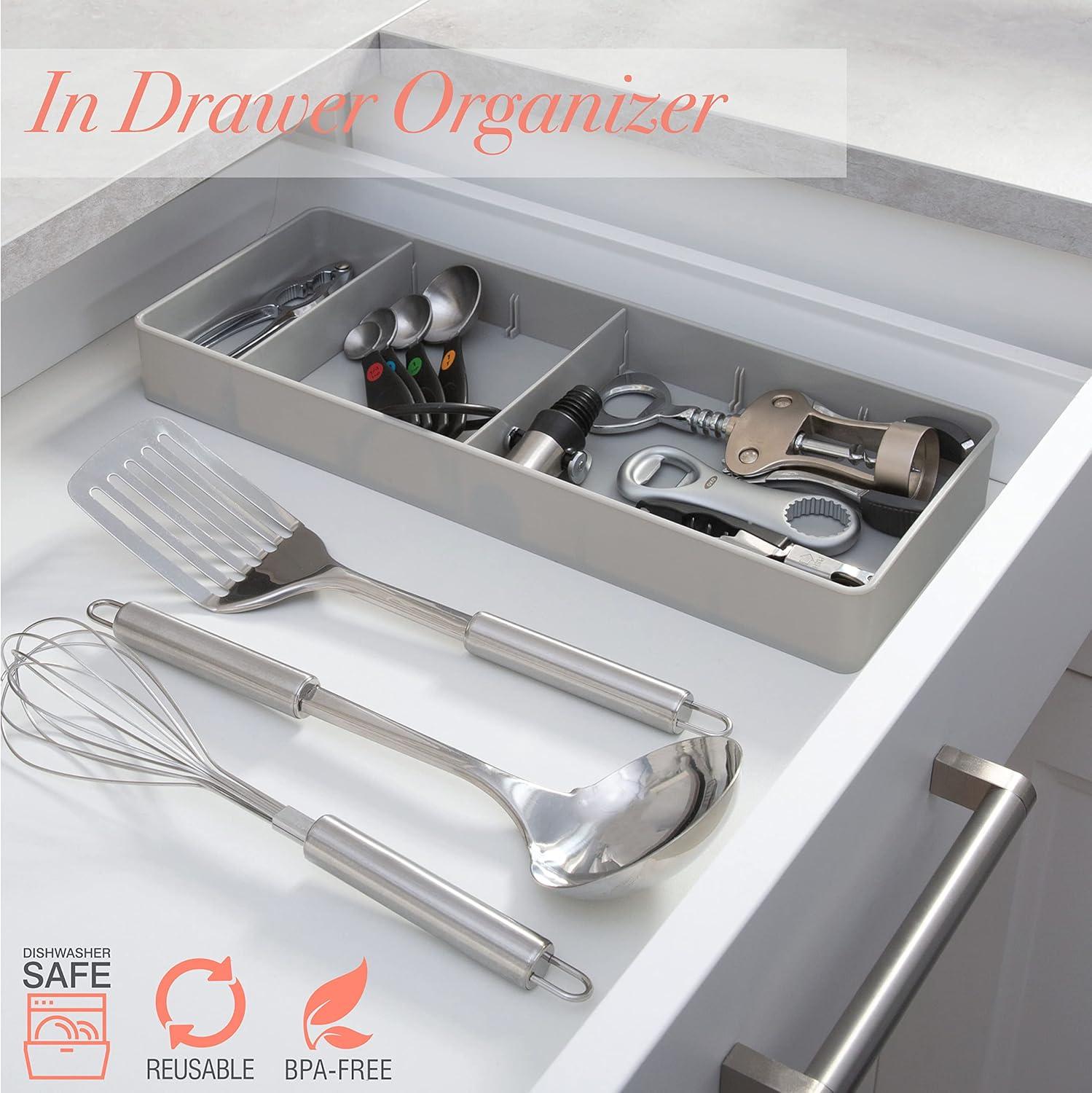 Kitchen Details Adjustable Drawer Organizer in Grey
