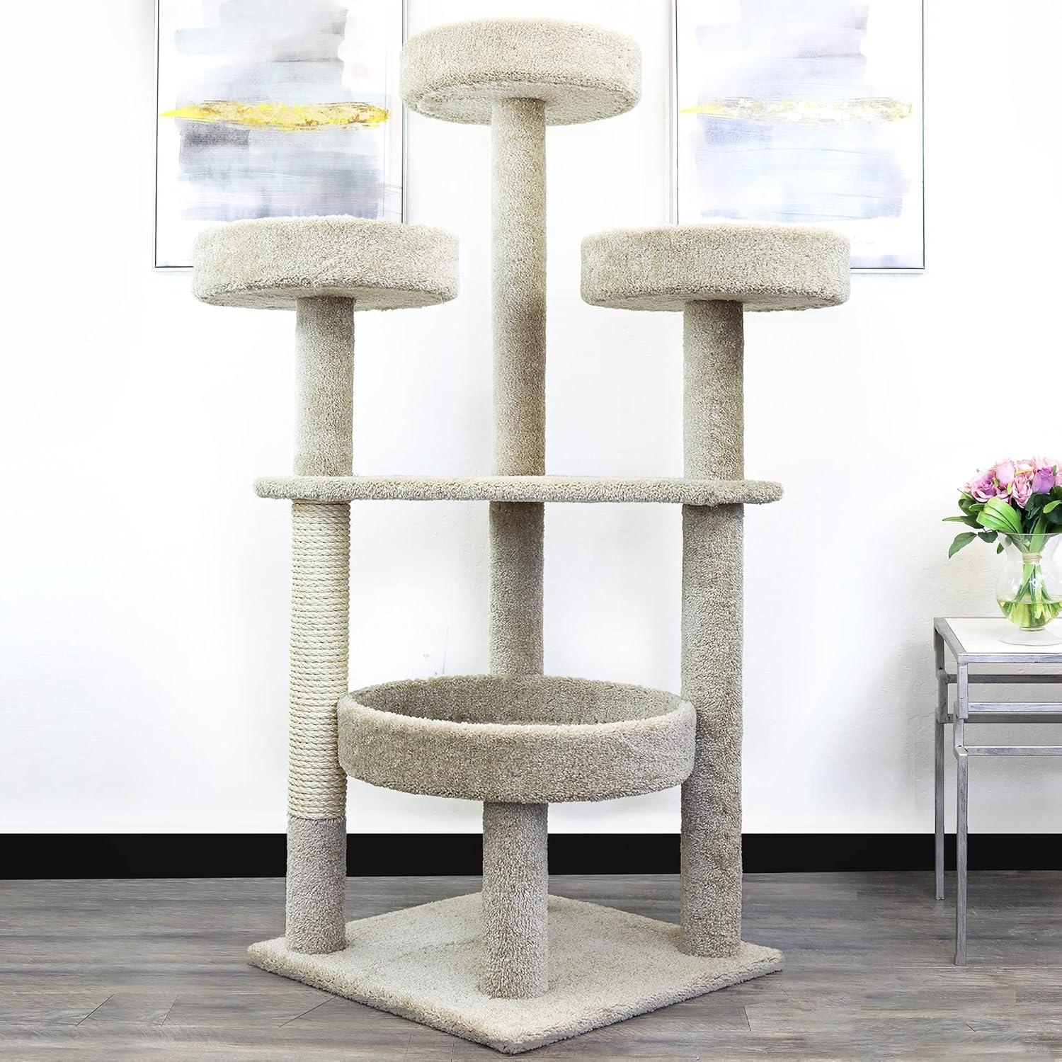 Beige Sisal and Carpet Large Cat Tower Tree