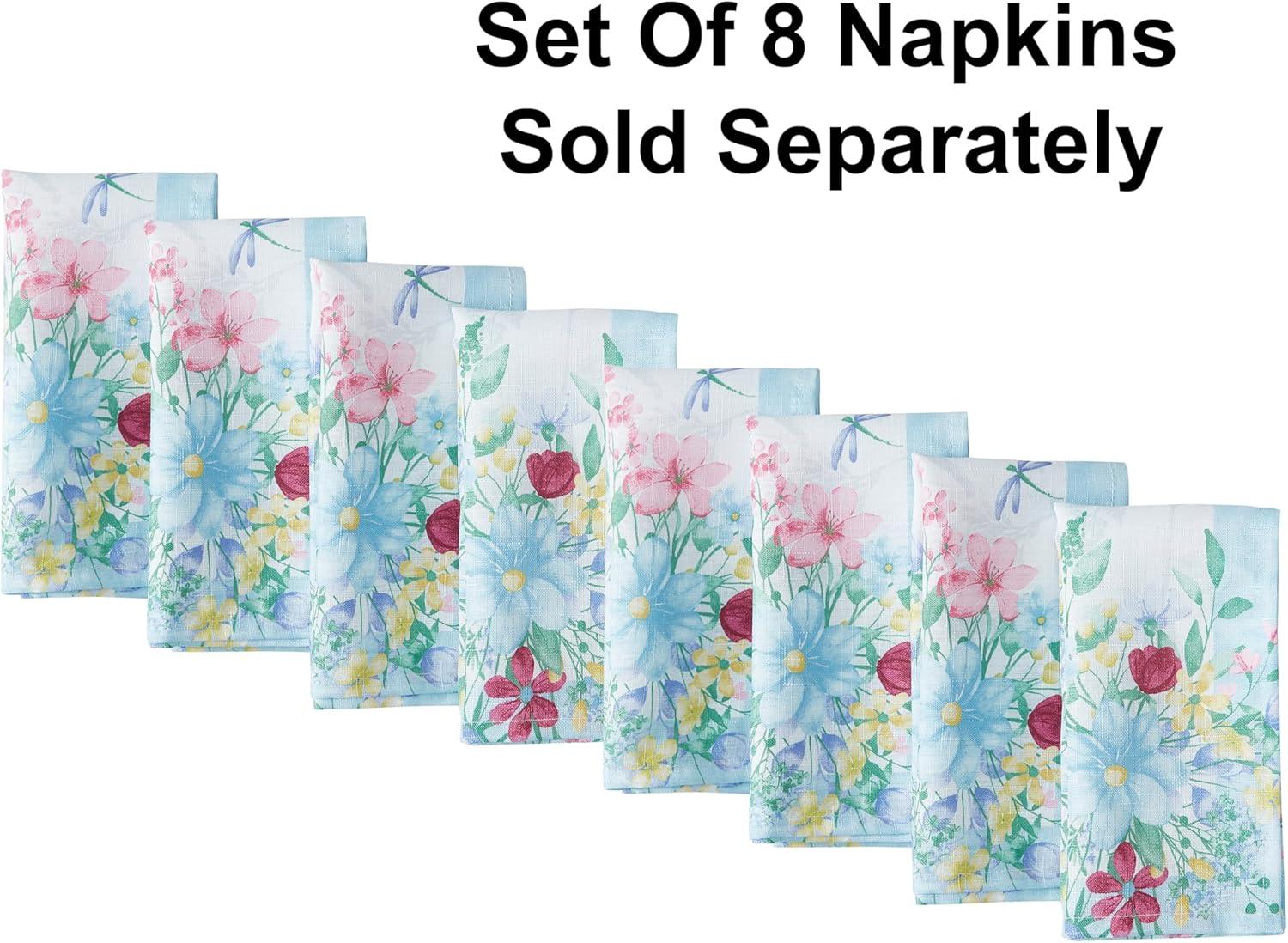 Nottingham Double Border Napkin, Set of 8 - Multicolor - 17x17 - Elrene Home Fashions