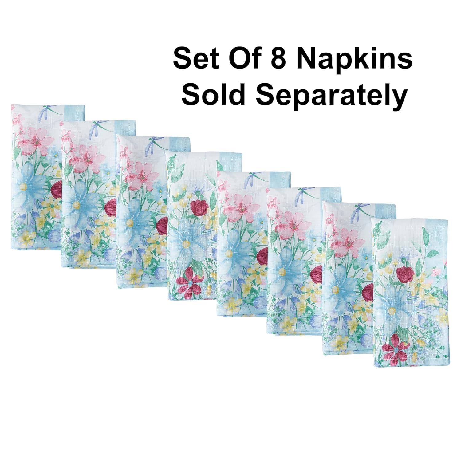 Nottingham Double Border Napkin, Set of 8 - Multicolor - 17x17 - Elrene Home Fashions